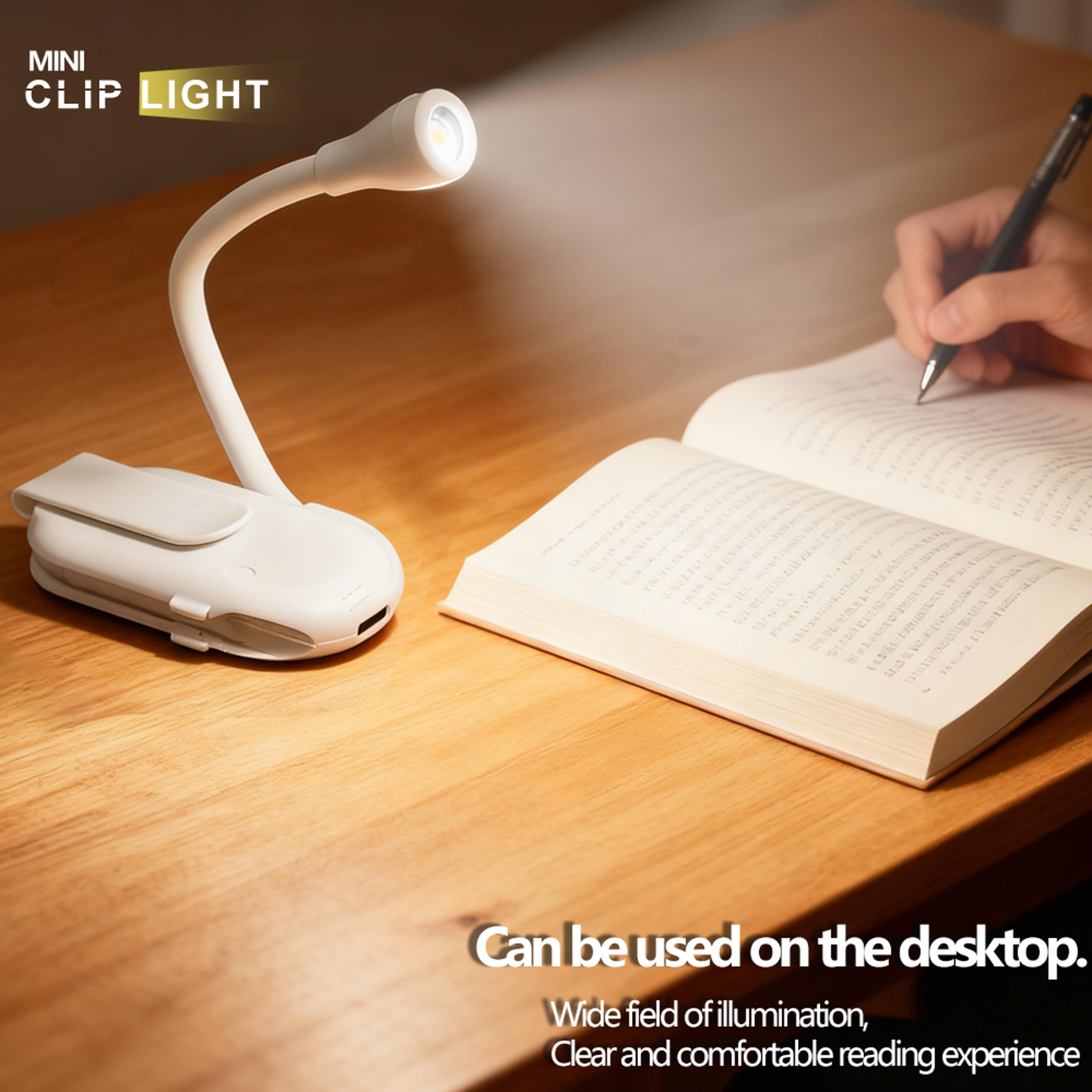 Mini LED Book Light With Adjustable Clip Stepless Dimming And 3 Light Colors 5