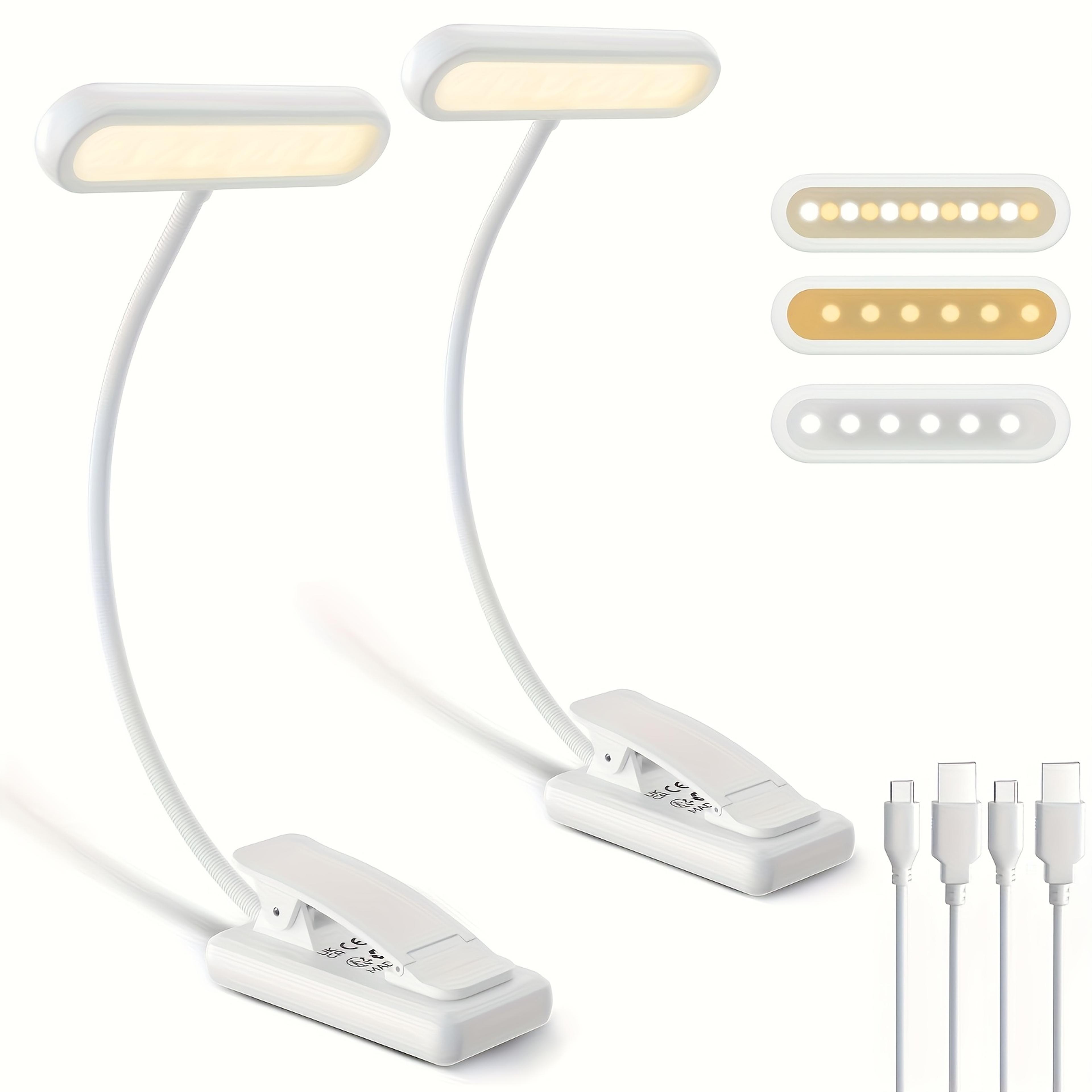 USB Rechargeable Book Light With 3 Color LED Clamp For Bed And Study Desk 0