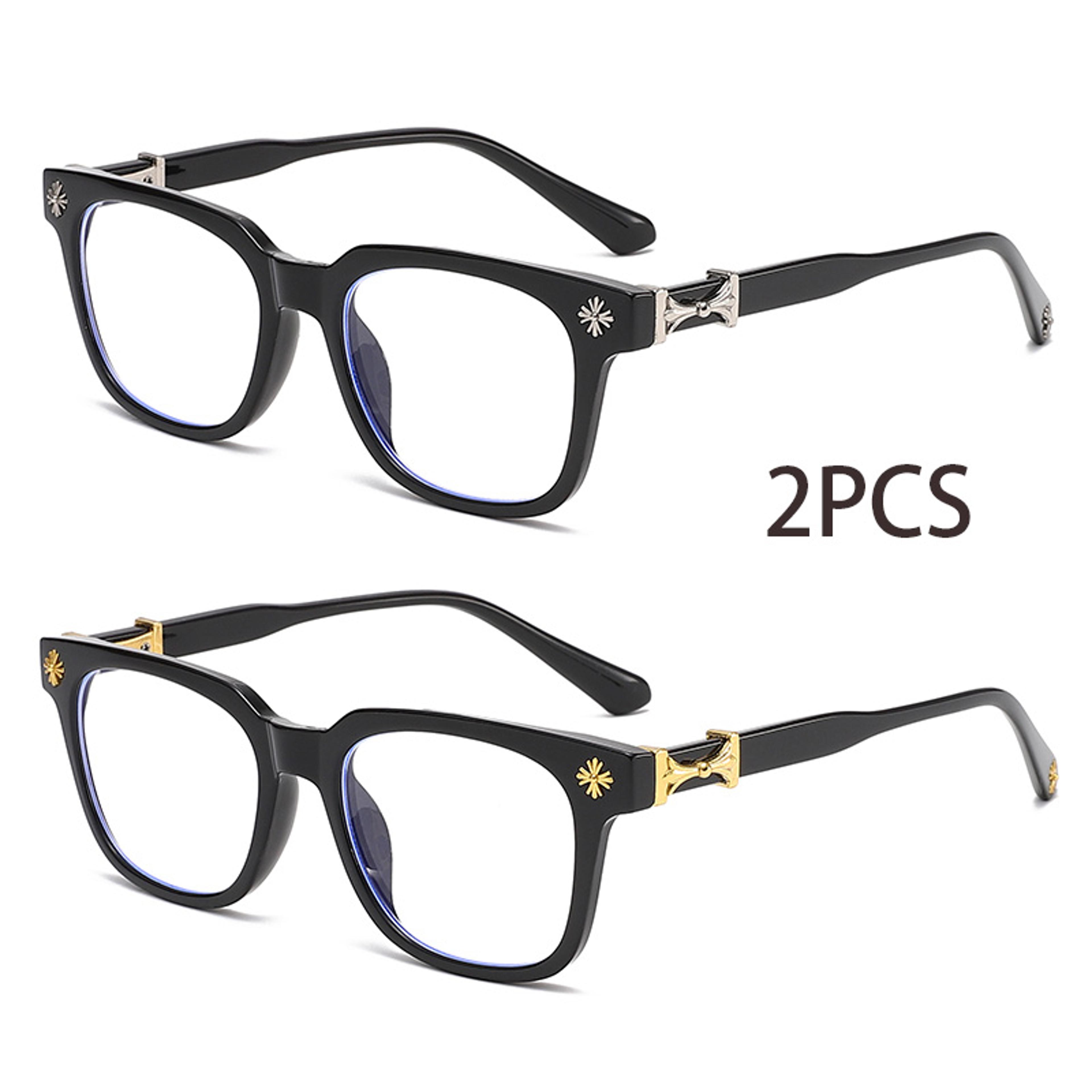 3 Piece Square Blue Light Glasses Set With Black And Transparent Plastic Frames 2