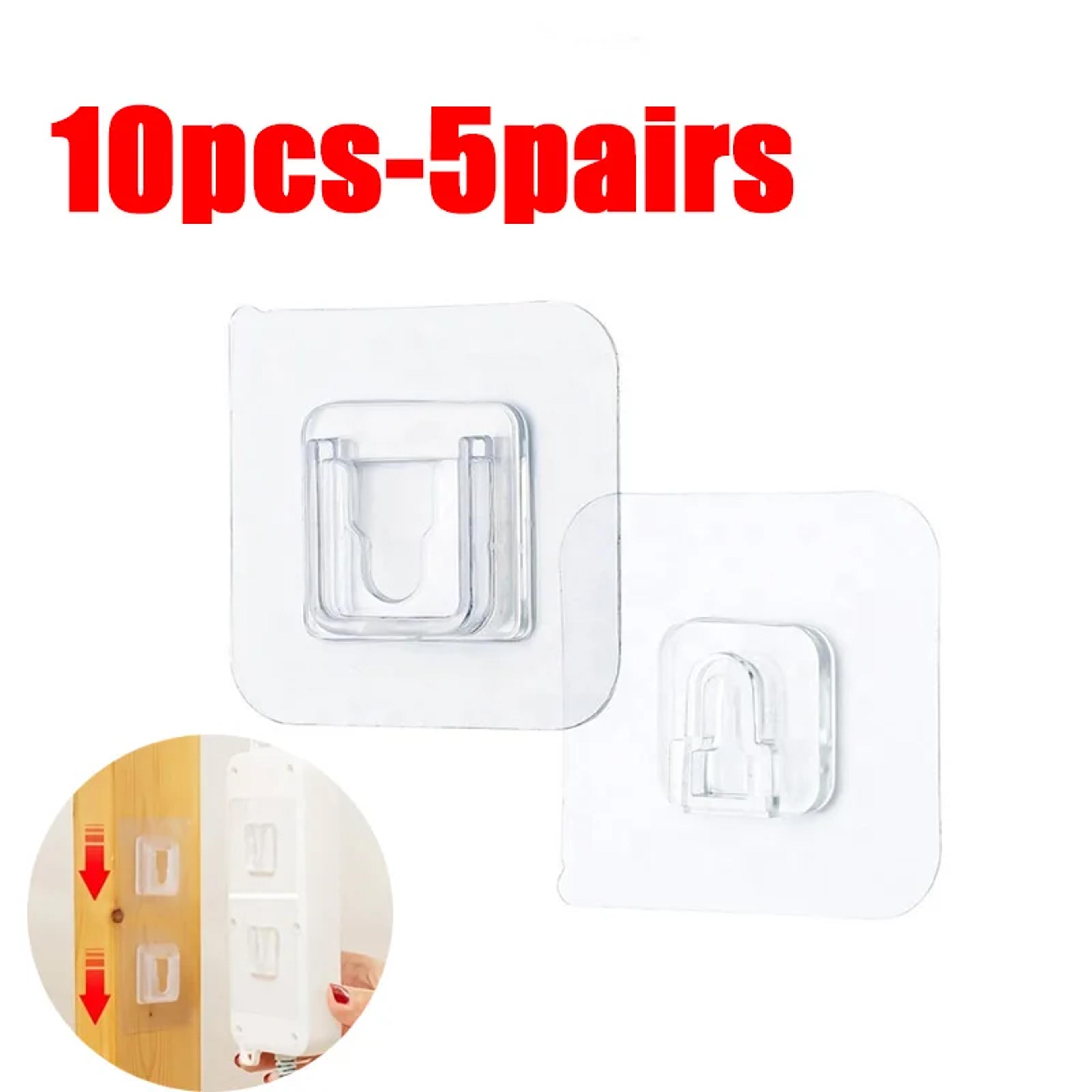 Double Sided Adhesive Wall Hooks Transparent No Drill Storage Hangers 7