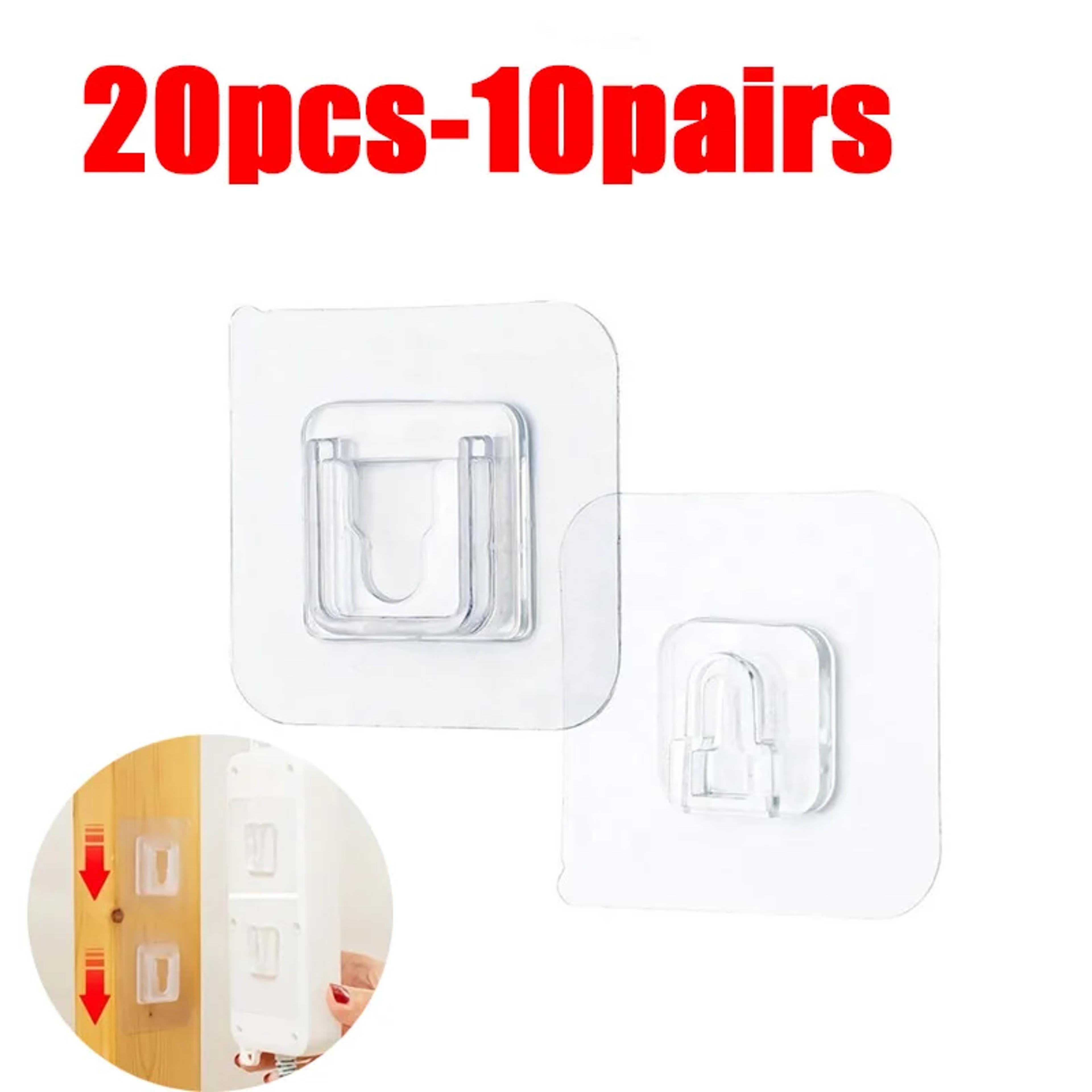 Double Sided Adhesive Wall Hooks Transparent No Drill Storage Hangers 9