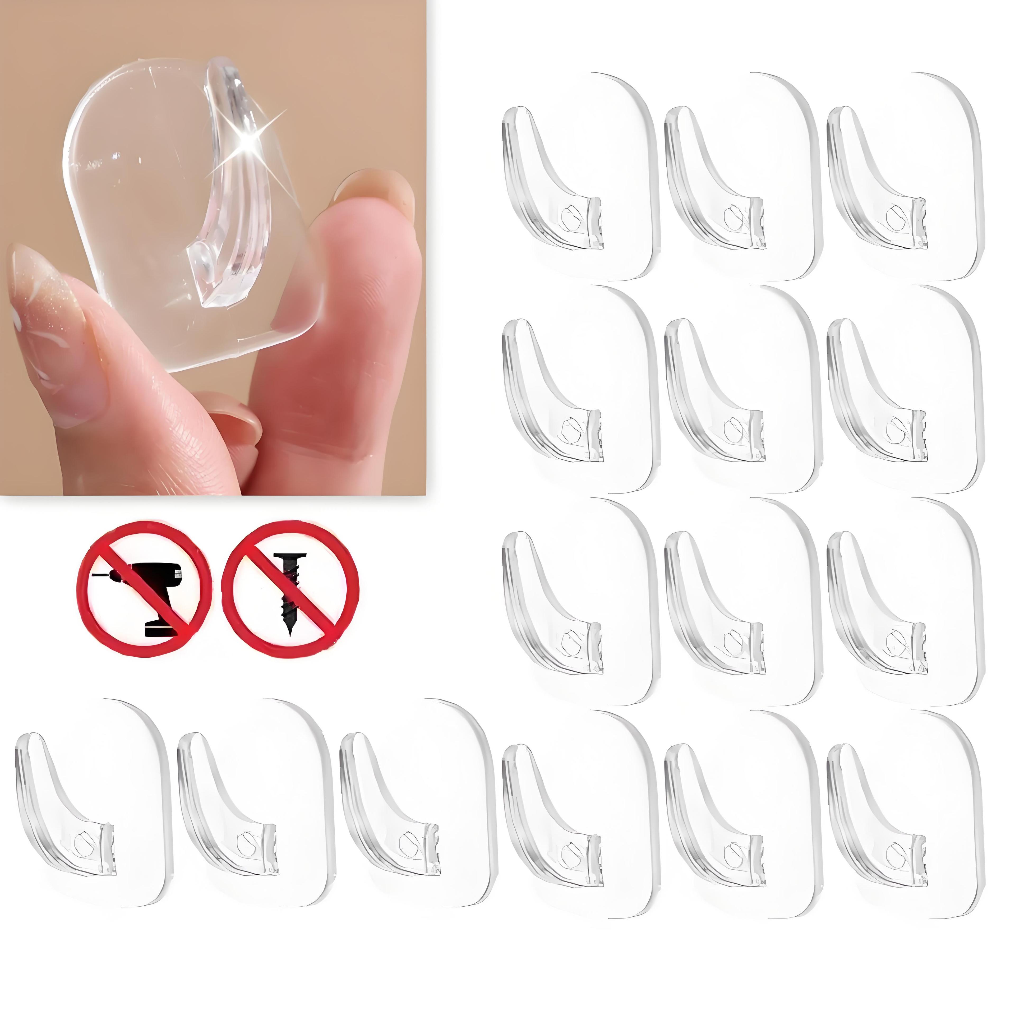 Mini Adhesive Hooks Transparent No Drill Storage Hooks For Cabinets Mirrors And Doors 1
