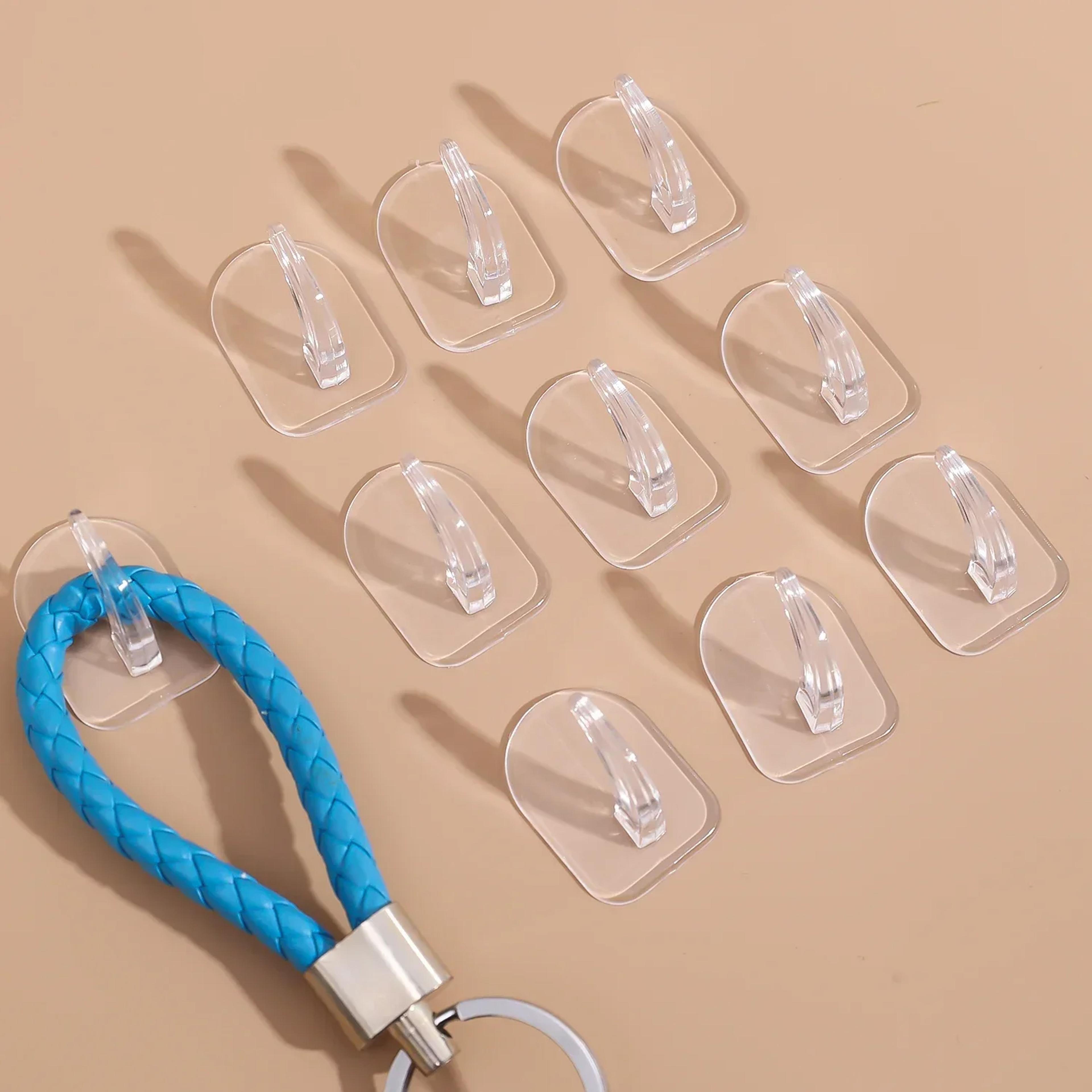 Mini Adhesive Hooks Transparent No Drill Storage Hooks For Cabinets Mirrors And Doors 5