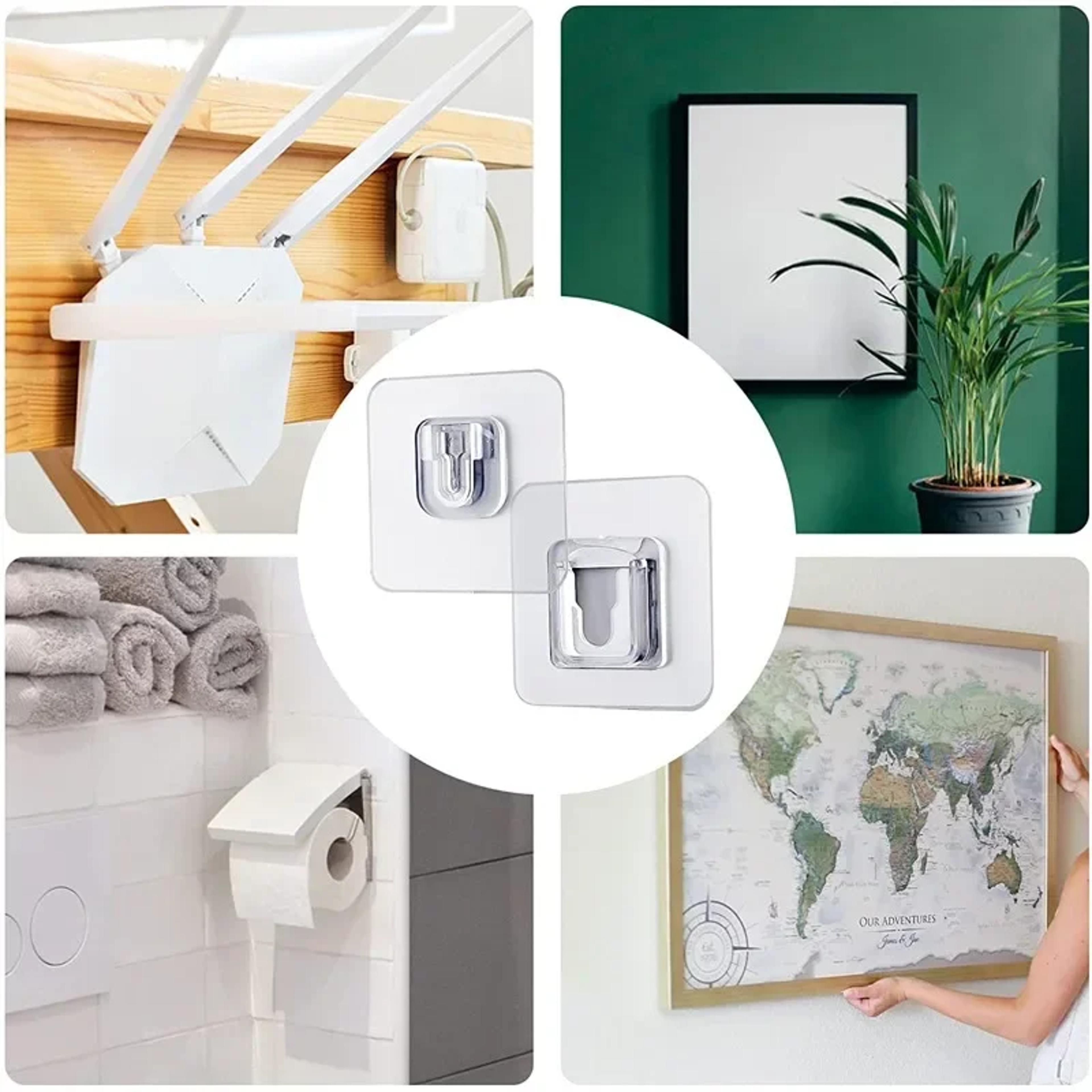 DoubleSided Transparent Adhesive Wall Hooks For Kitchen And Bathroom Storage 4