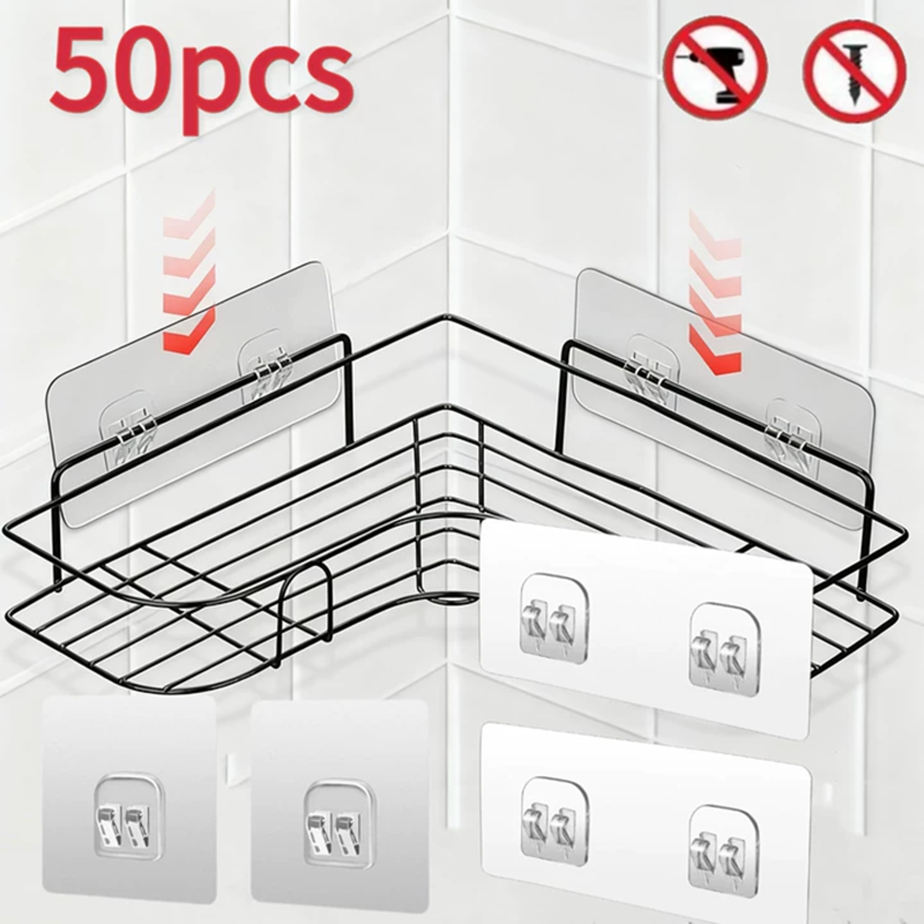 PVC Adhesive Replacement Mount Hook For Shower Caddy Soap Dish And Storage Shelf 1