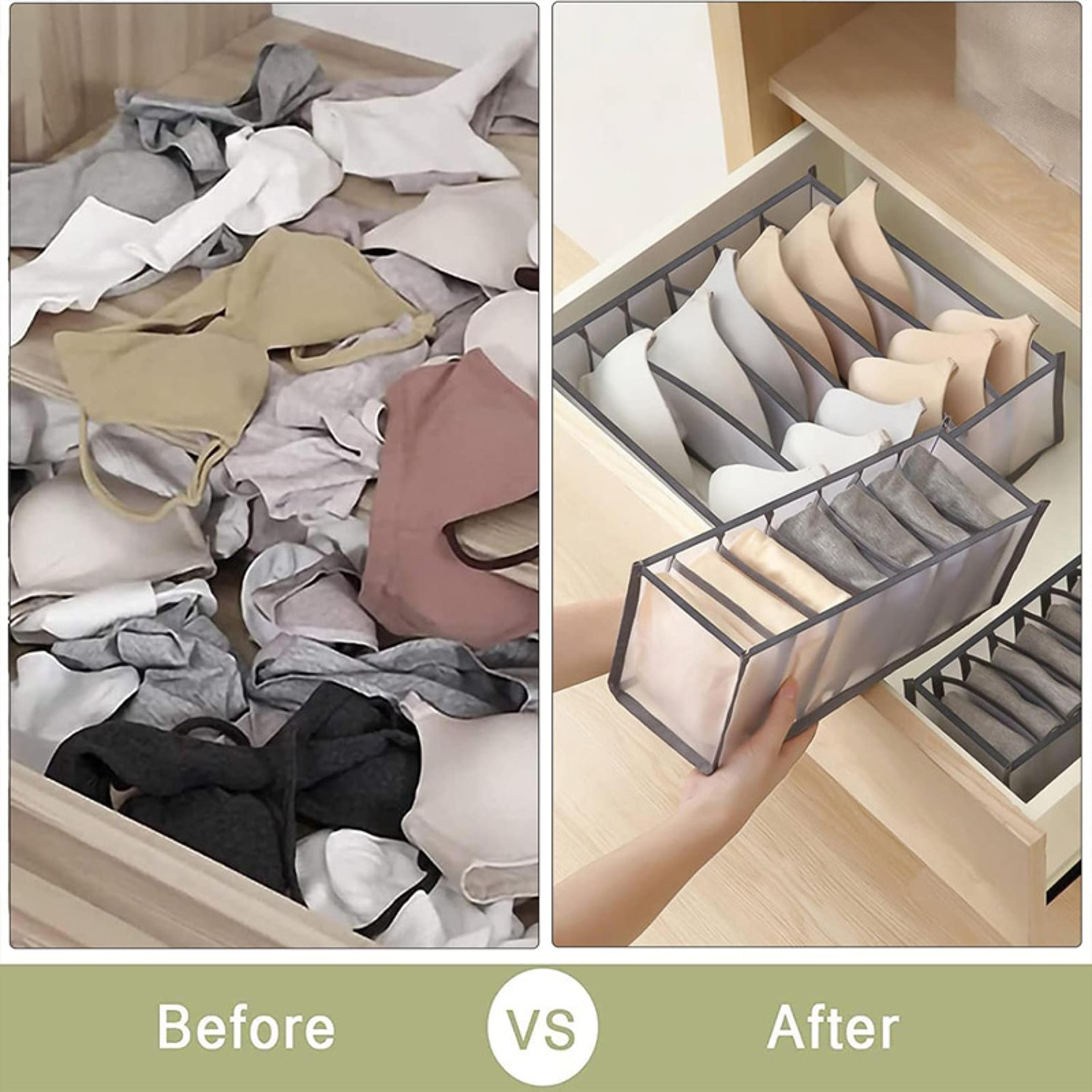 Foldable Underwear Drawer Organizer With Transparent Mesh Compartments 3