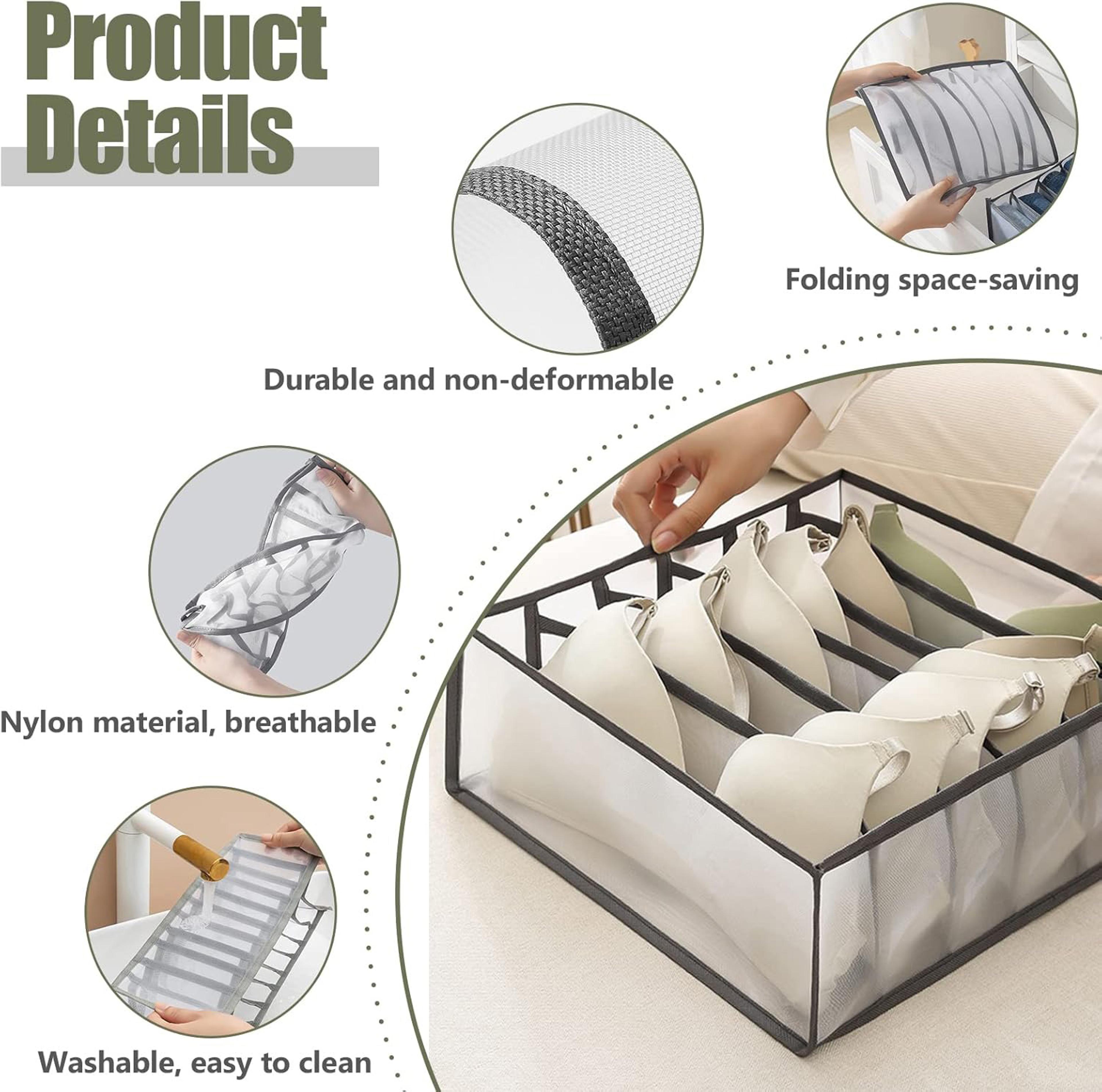 Foldable Underwear Drawer Organizer With Transparent Mesh Compartments 6