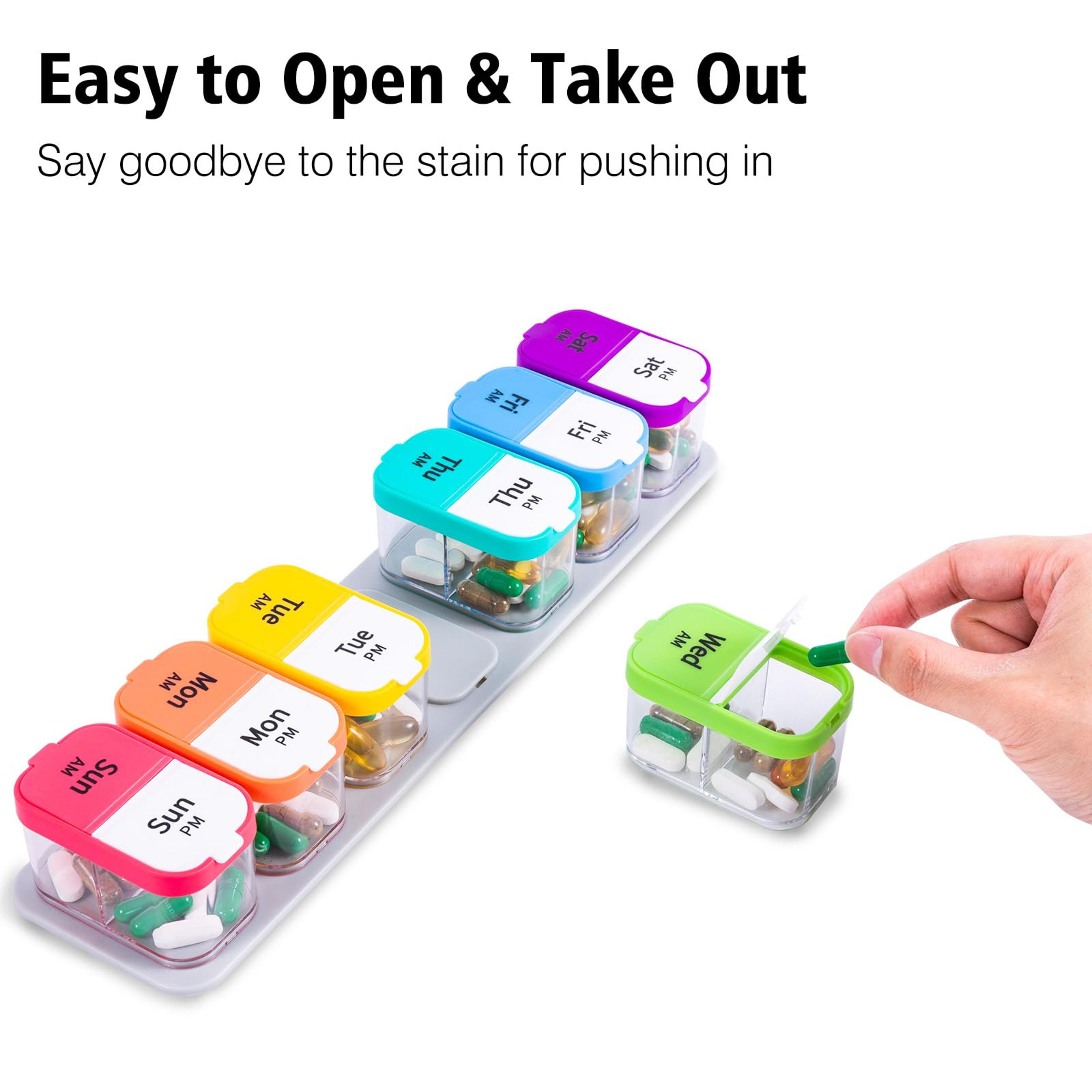 Extra Large 7Day AM PM Pill Organizer With 14 Compartments For Medicine Vitamins And Supplements 4
