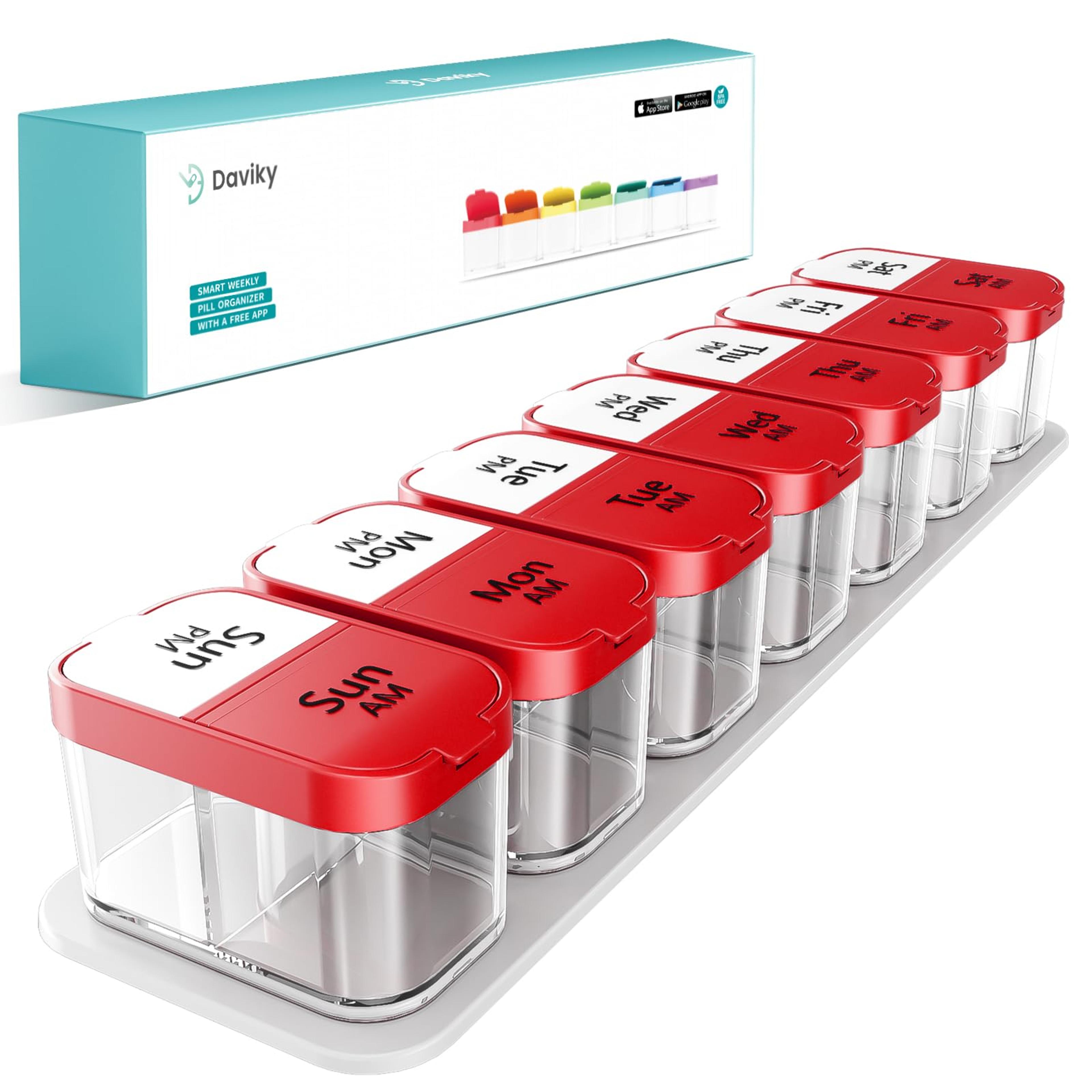 Extra Large 7Day AM PM Pill Organizer With 14 Compartments For Medicine Vitamins And Supplements 9
