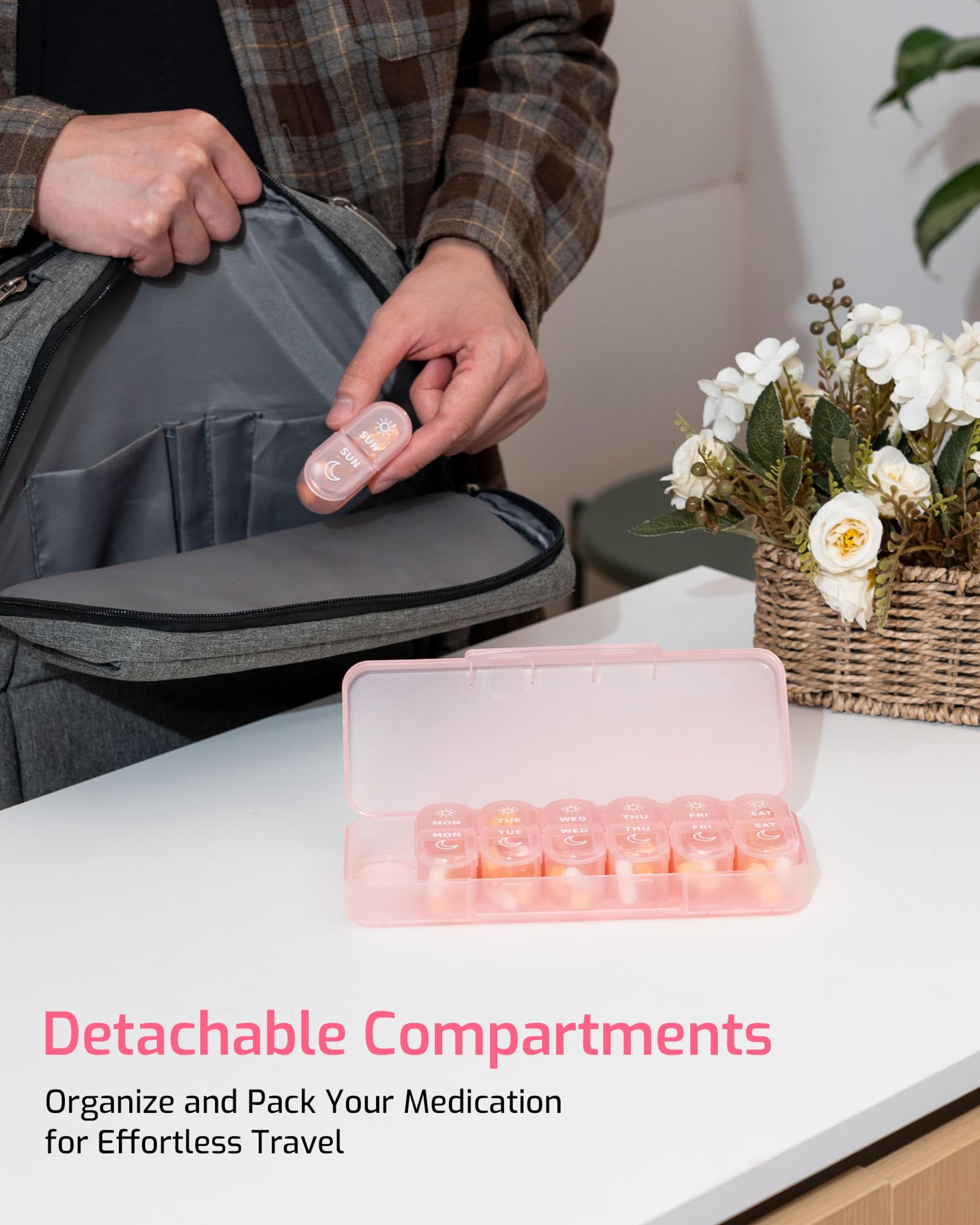 7 Day AM PM Pill Organizer With Large Compartments And Secure Latch 6
