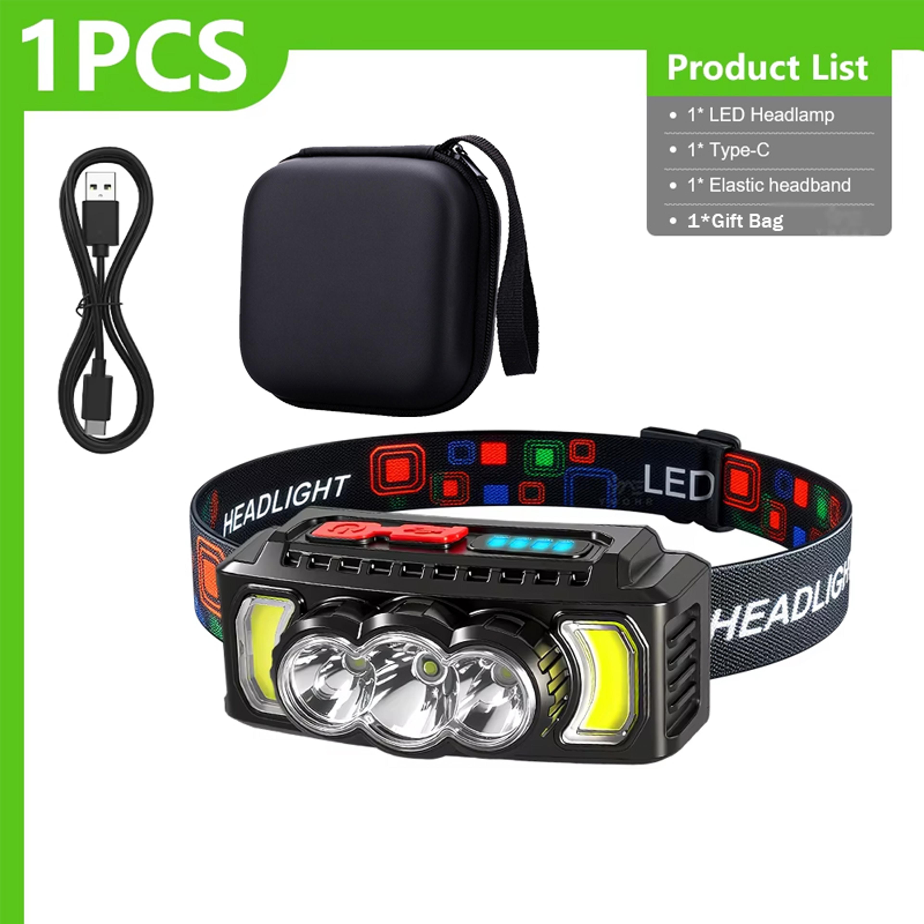 Rechargeable LED Headlamp With Motion Sensor 7 Lighting Modes And 180 Degree Adjustable Beam 9