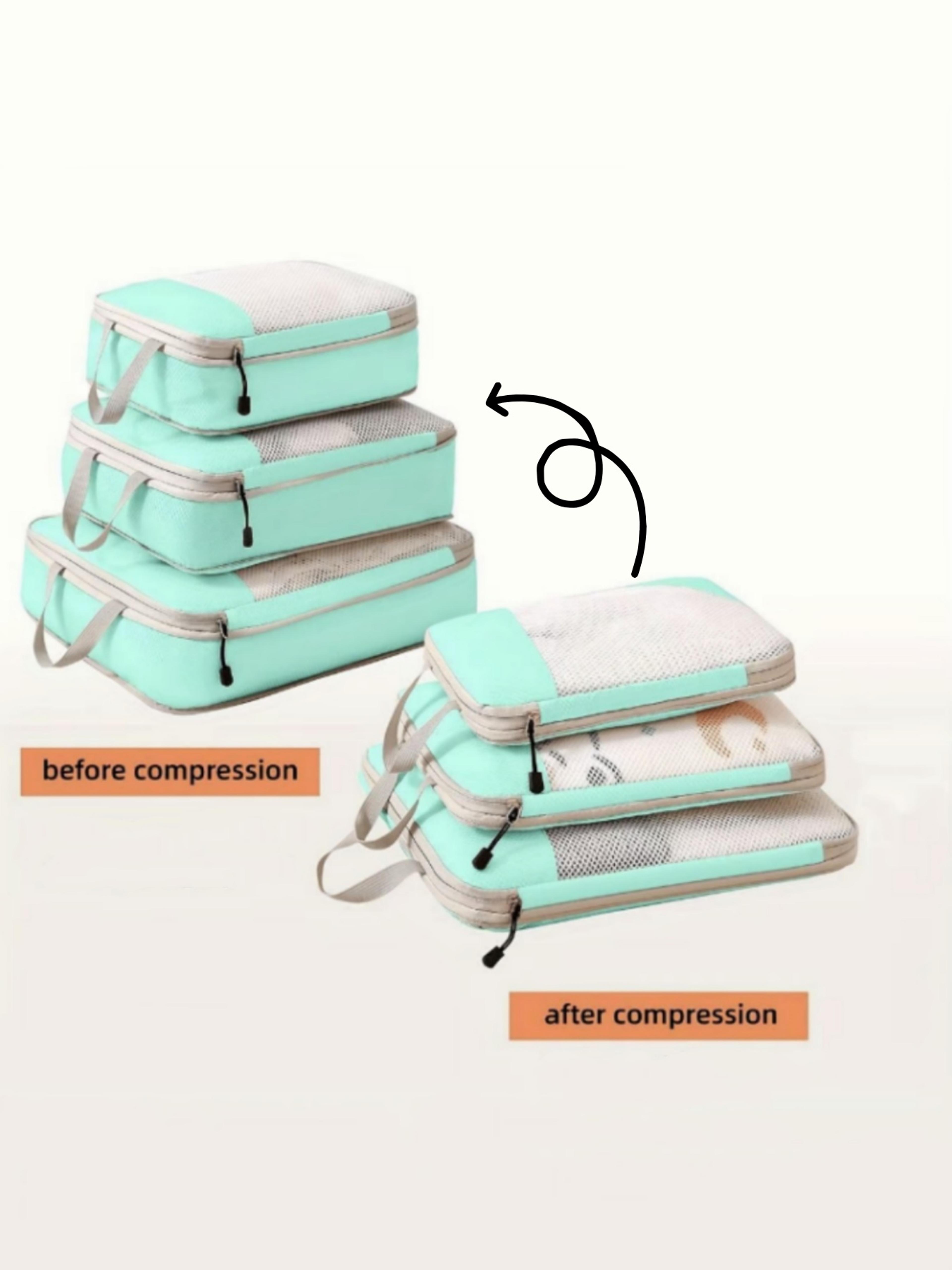 3 Piece Compressible Packing Cubes Expandable Waterproof Polyester Travel Organizers 7