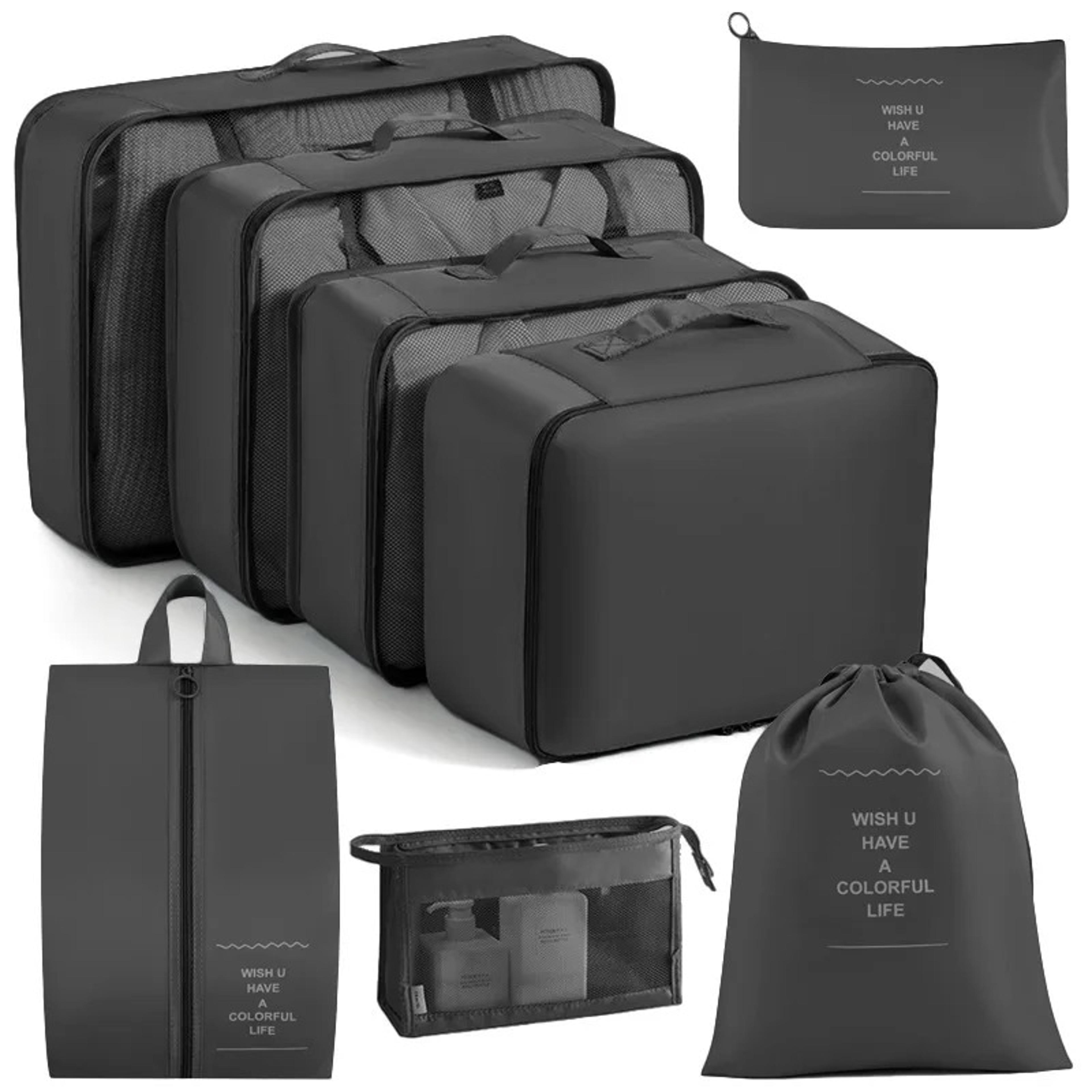 6 Or 8 Piece Polyester Packing Cube Set For Clothes Shoes And Travel Organization 1