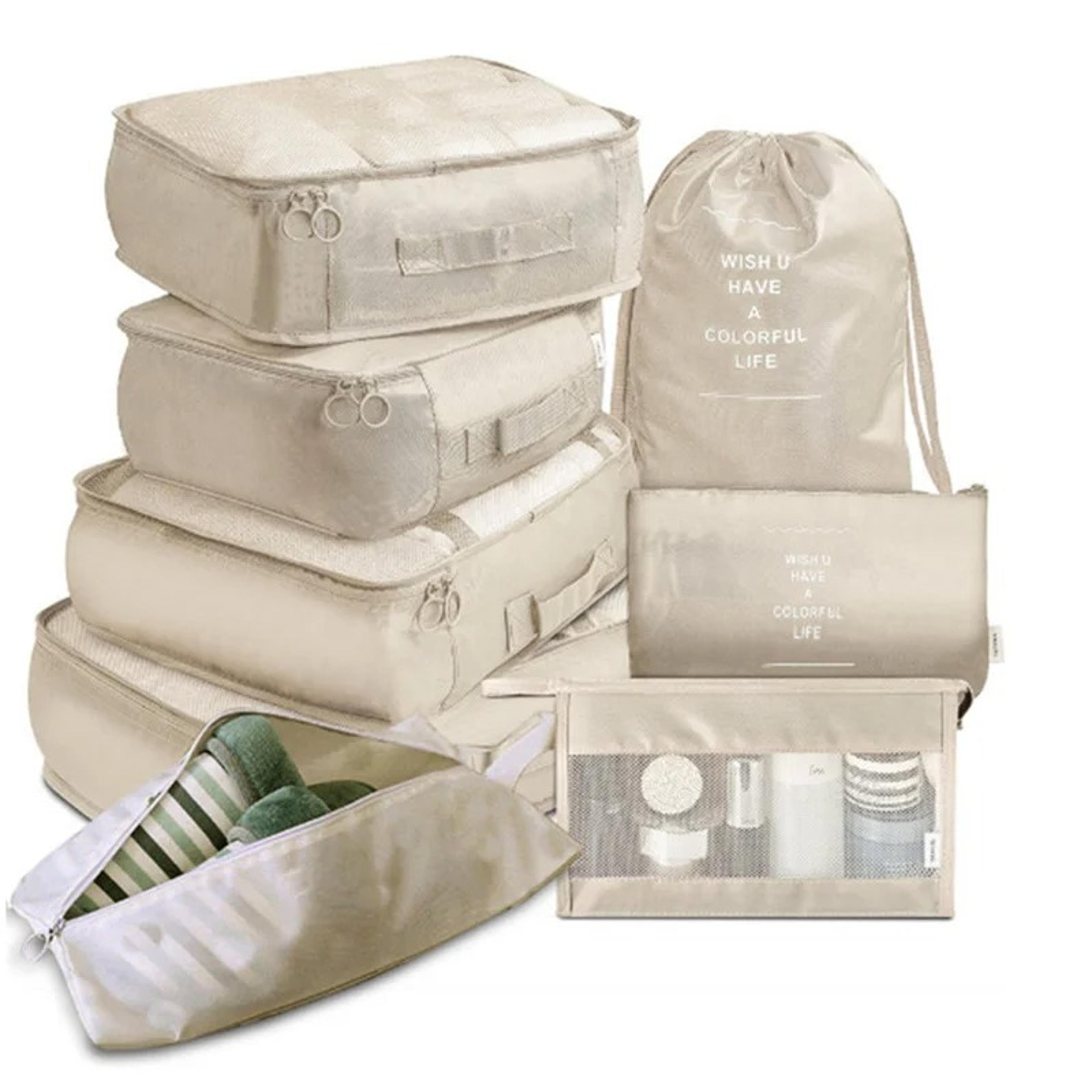 6 Or 8 Piece Polyester Packing Cube Set For Clothes Shoes And Travel Organization 8
