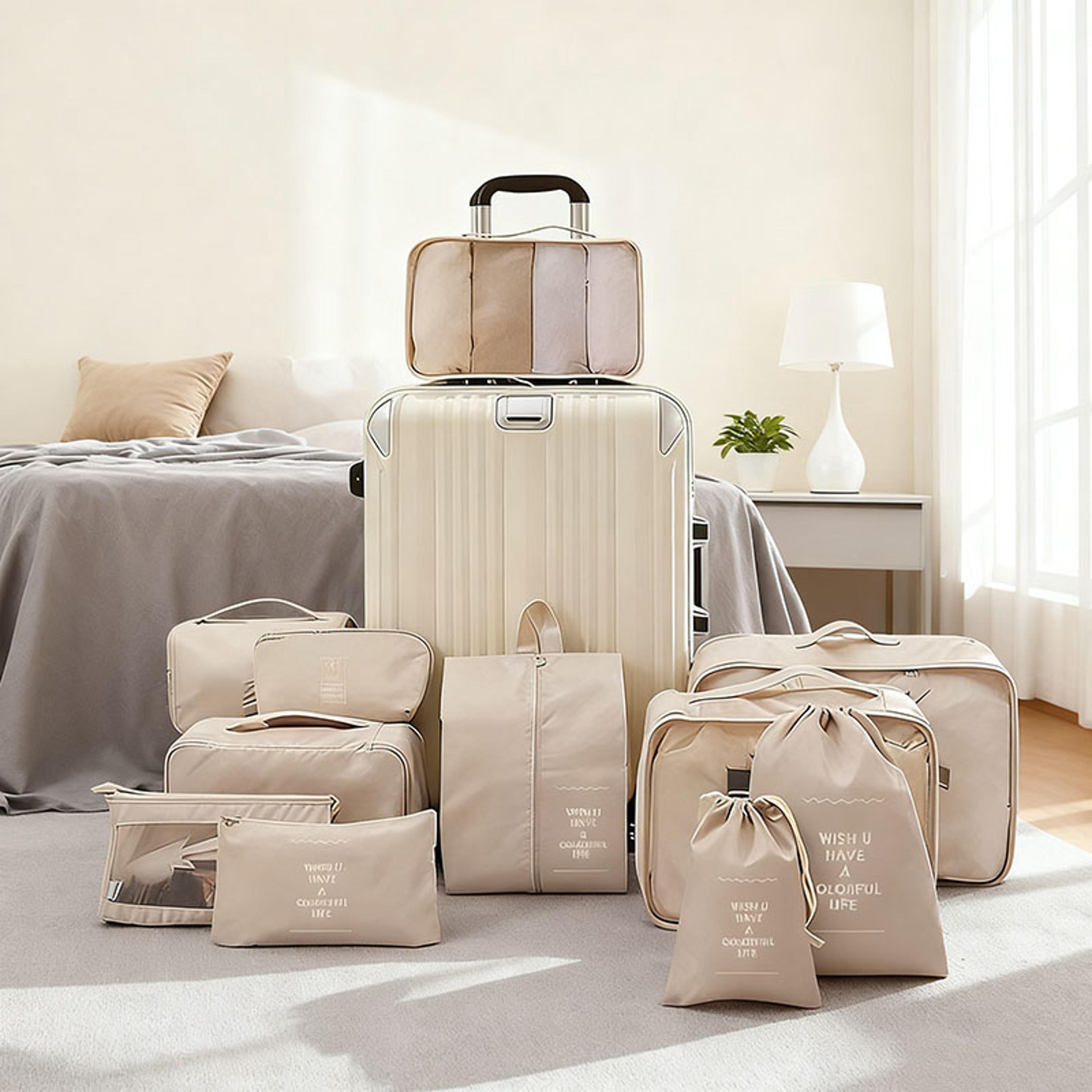 Travel Packing Cube Set Foldable Polyester Storage Bags For Clothes Toiletries And Shoes 2