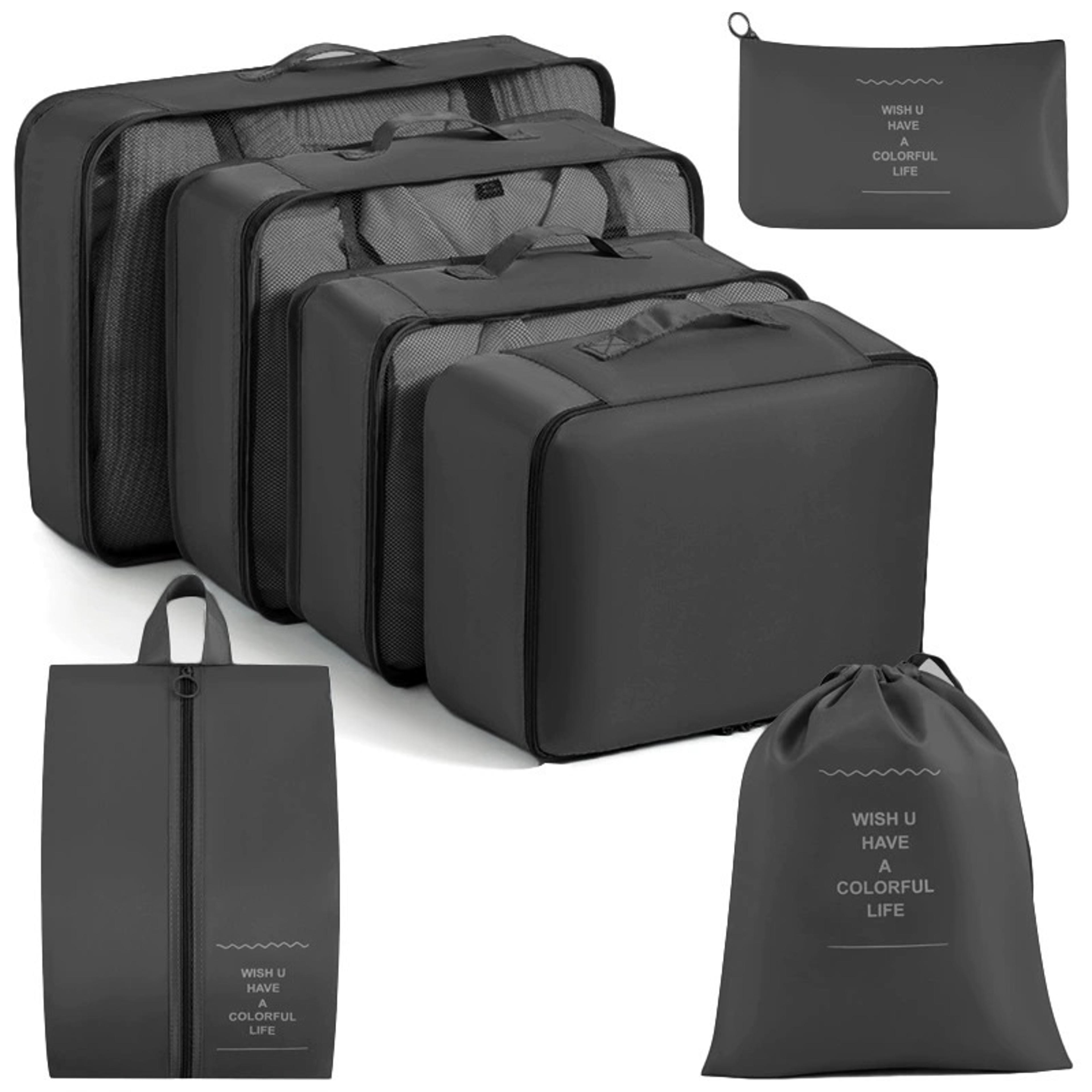 Travel Packing Cube Set Foldable Polyester Storage Bags For Clothes Toiletries And Shoes 11