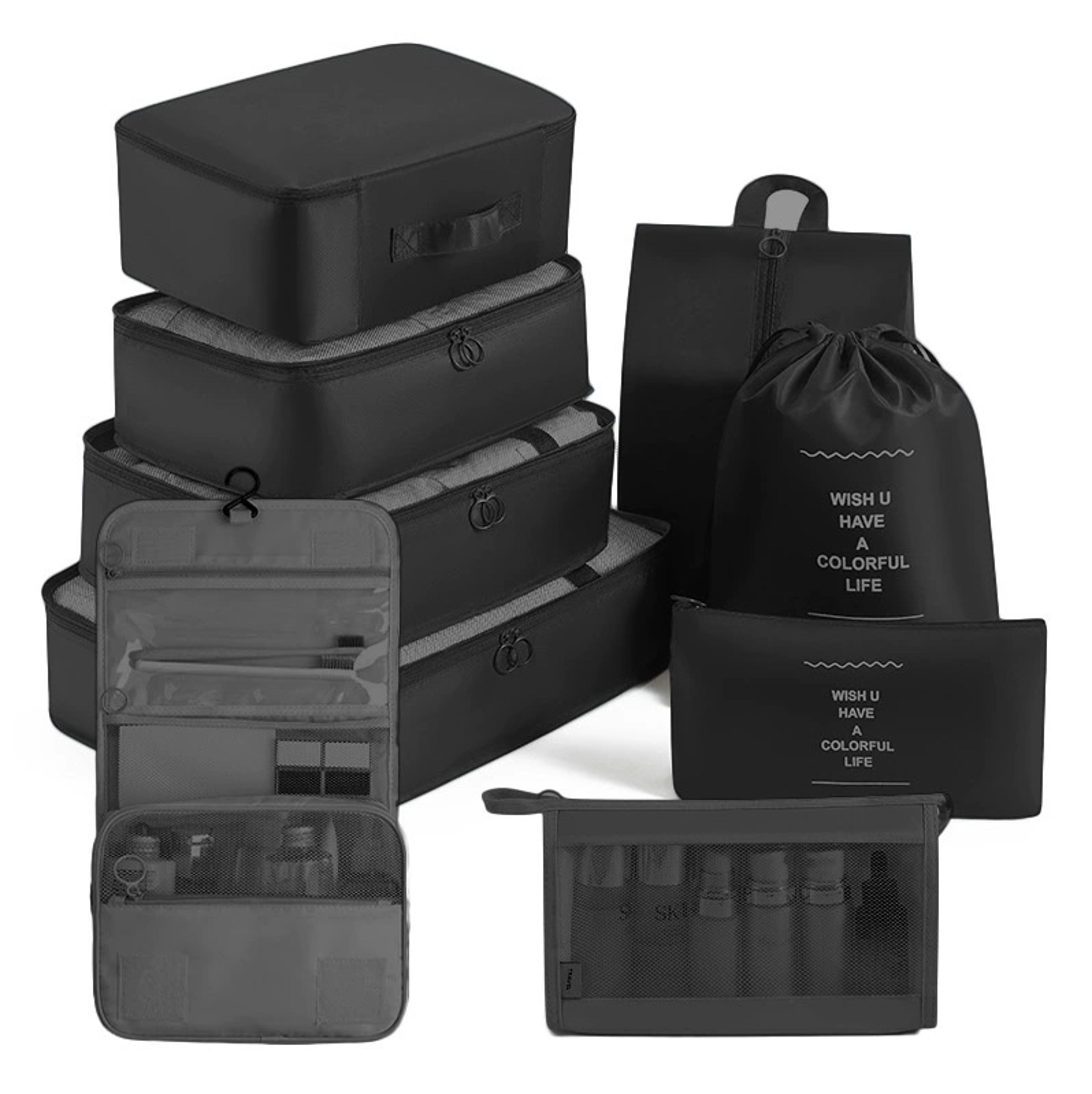 Travel Packing Cube Set Foldable Polyester Storage Bags For Clothes Toiletries And Shoes 15