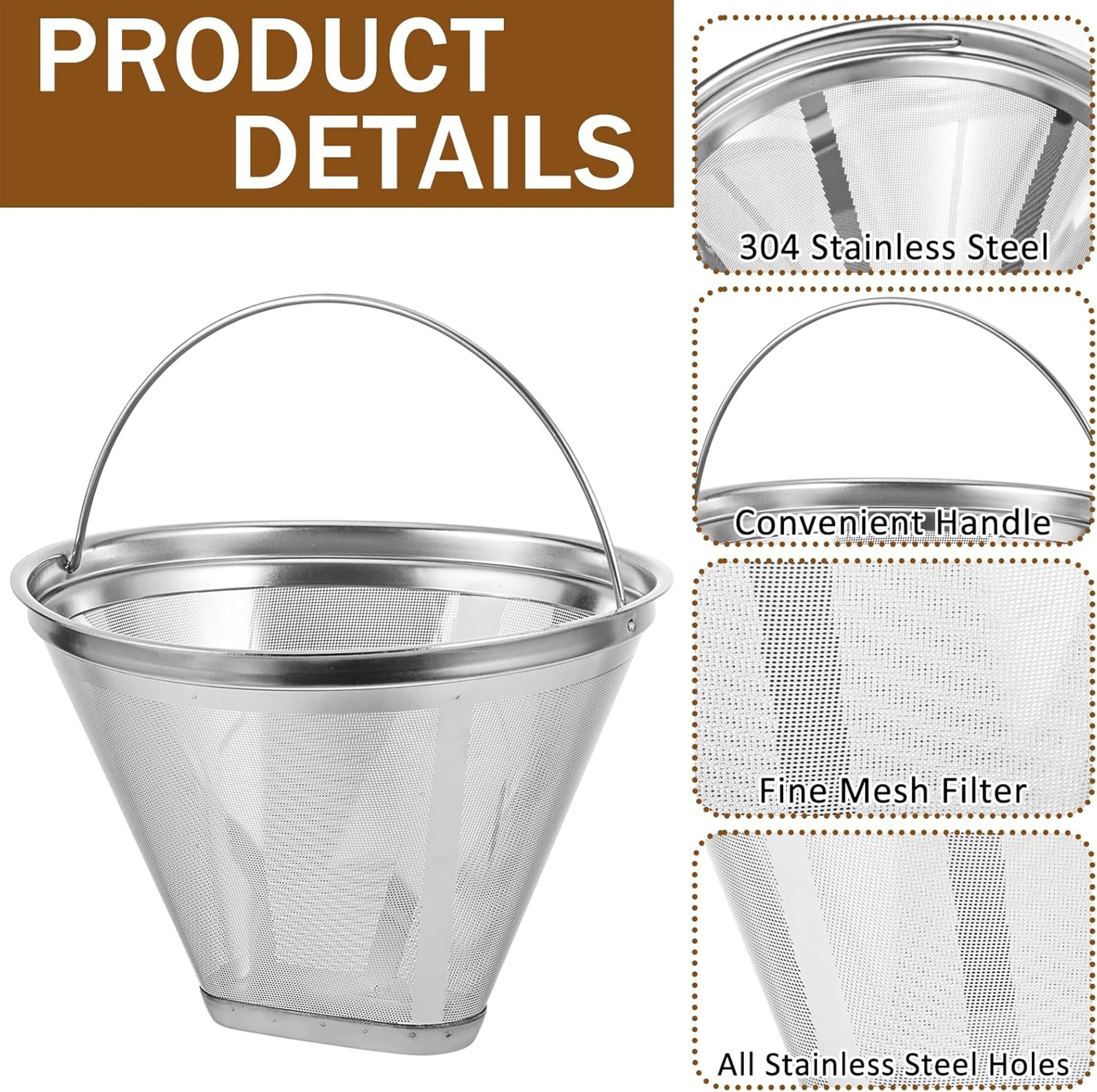 Reusable 304 Stainless Steel Cone Coffee Filter Permanent Replacement Filter 5