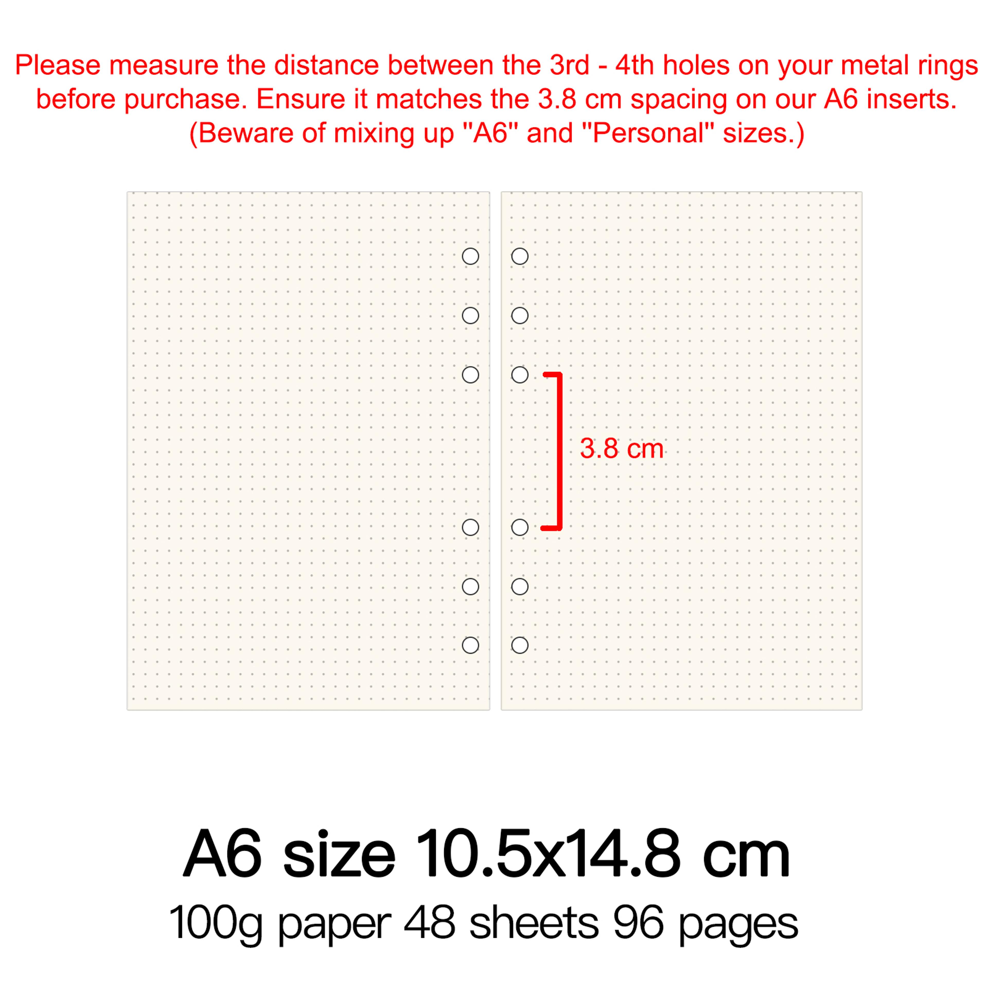 Ring Binder Notebook Refill Paper 100g 48 Sheets A5 A6 A7 A8 Personal PW 26