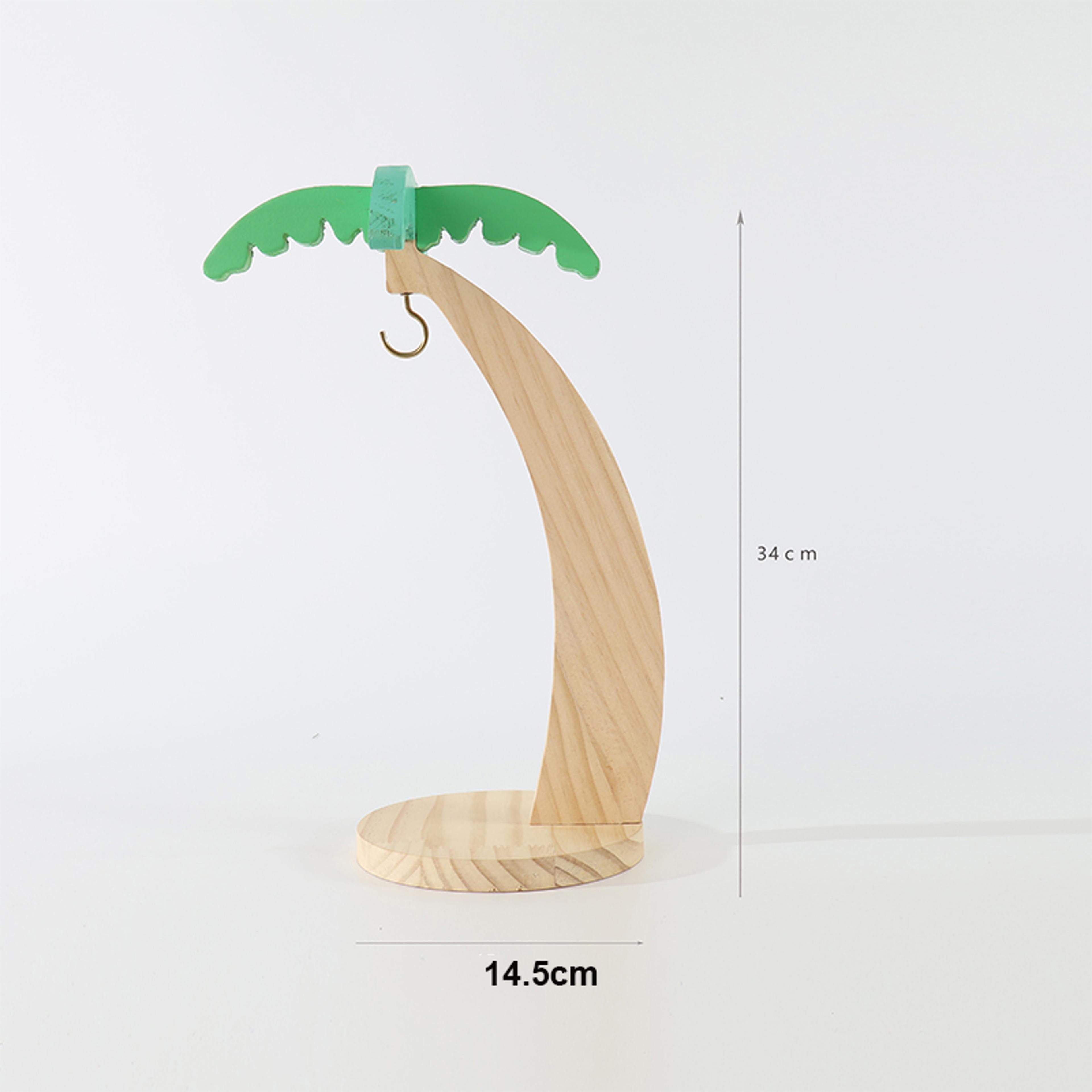 Wooden Banana Hanger With Simulated Leaf Decorative Hook For Vertical Fruit Storage 5