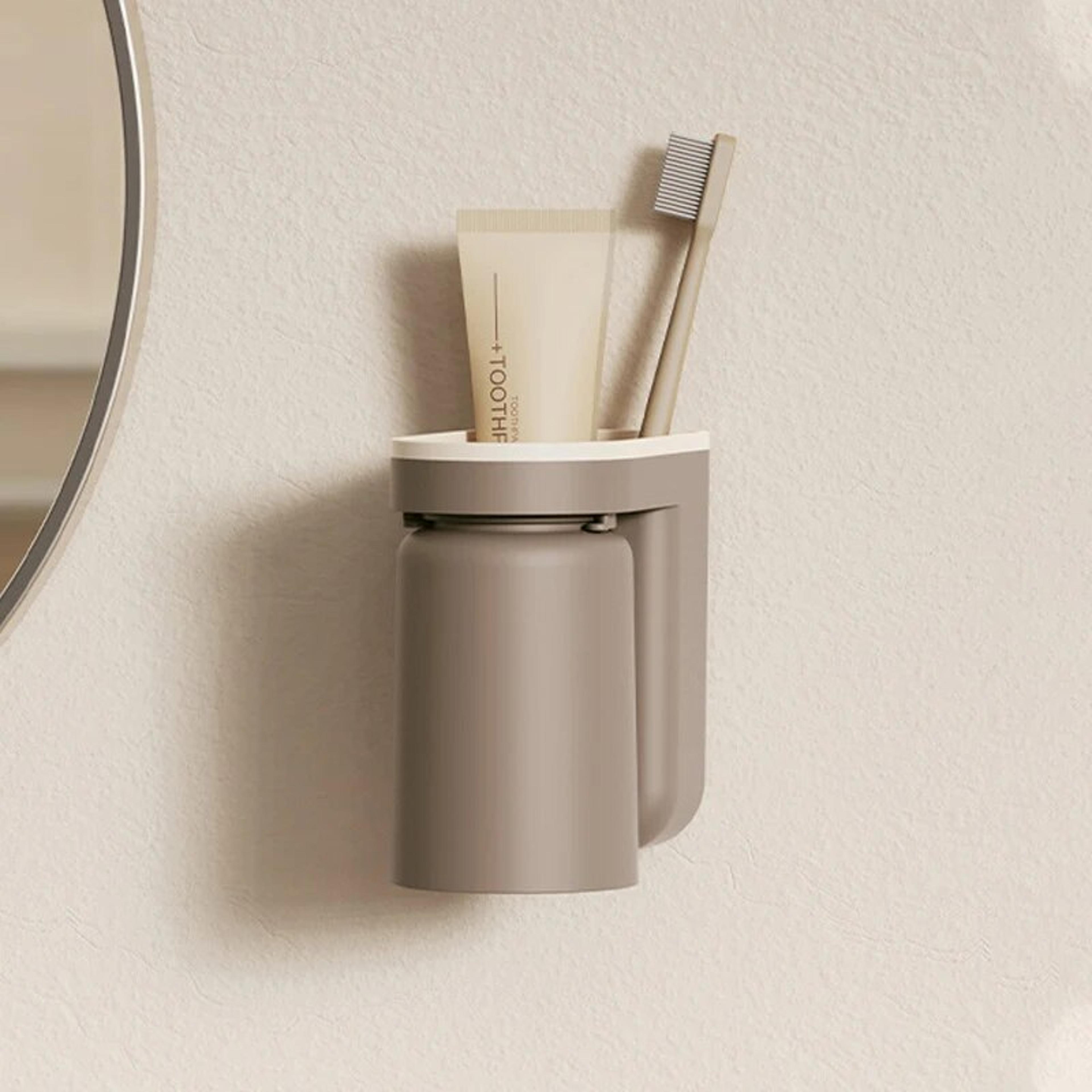 wall mounted toothbrush holder abs bathroom organizer with mouthwash cup storage for couples