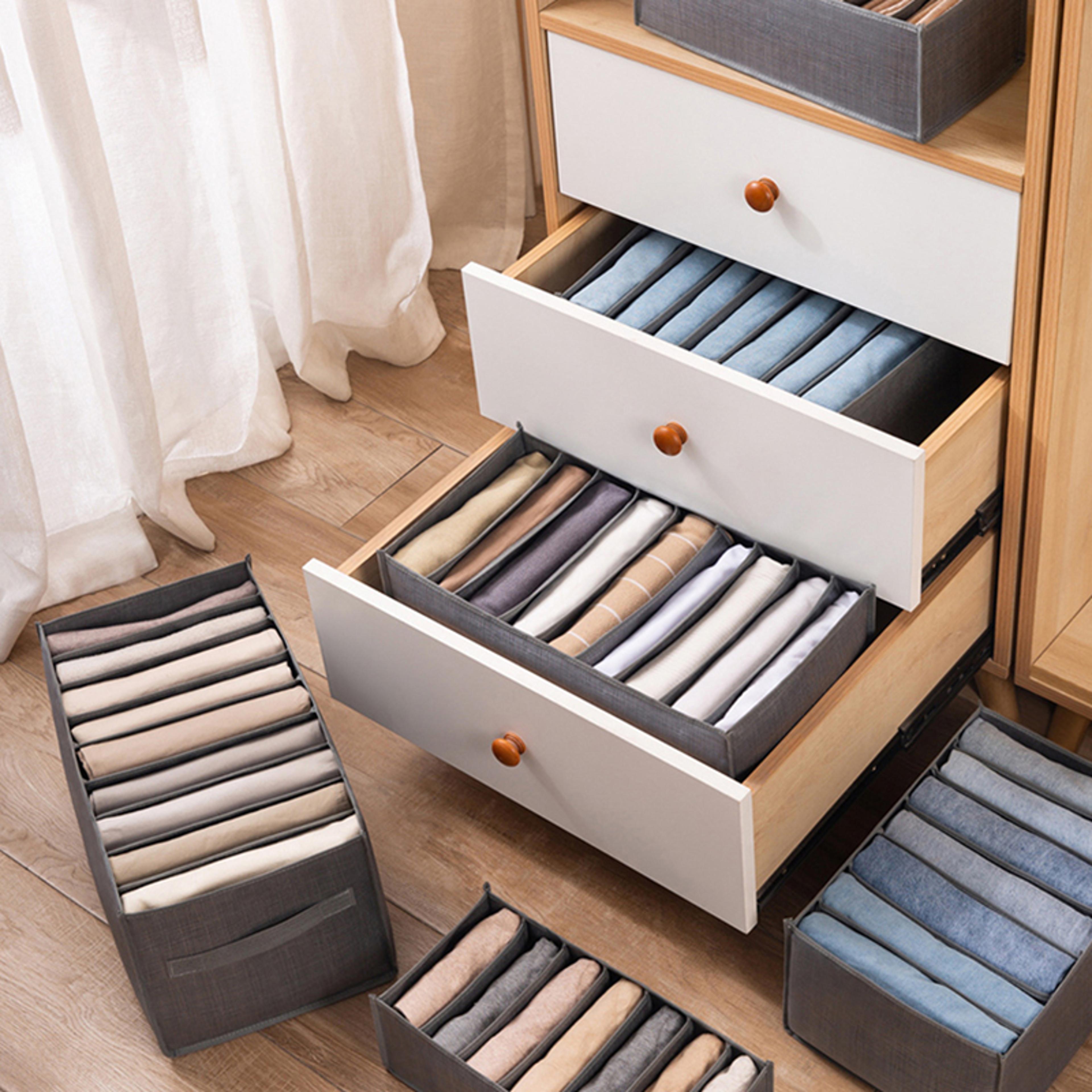 Foldable Clothes Storage Bin NonWoven Fabric Organizer For Jeans Sweaters And Closet Storage 2