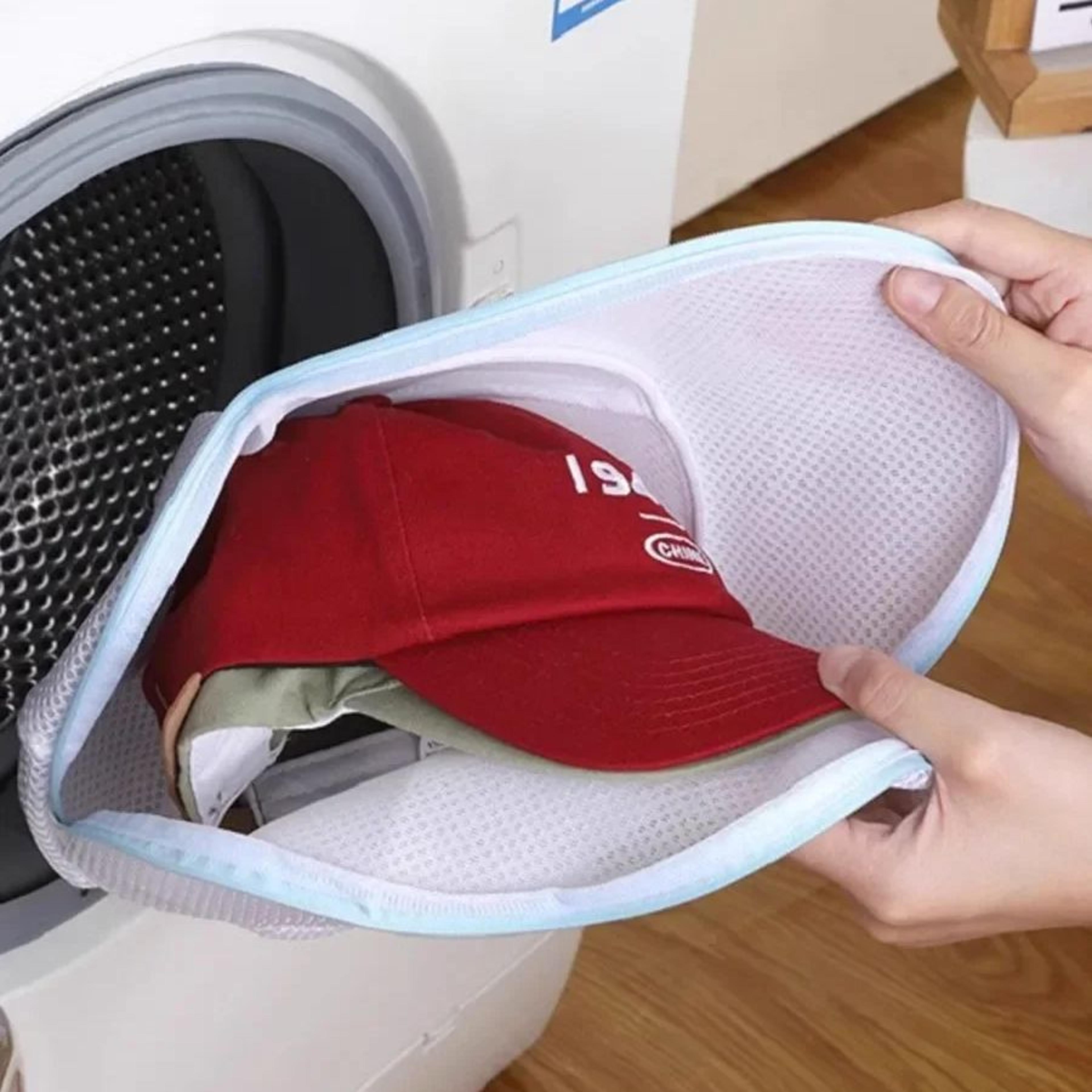 Baseball Cap Washing Bag Polyester Mesh Hat Laundry Bag With Optional Hat Support 1