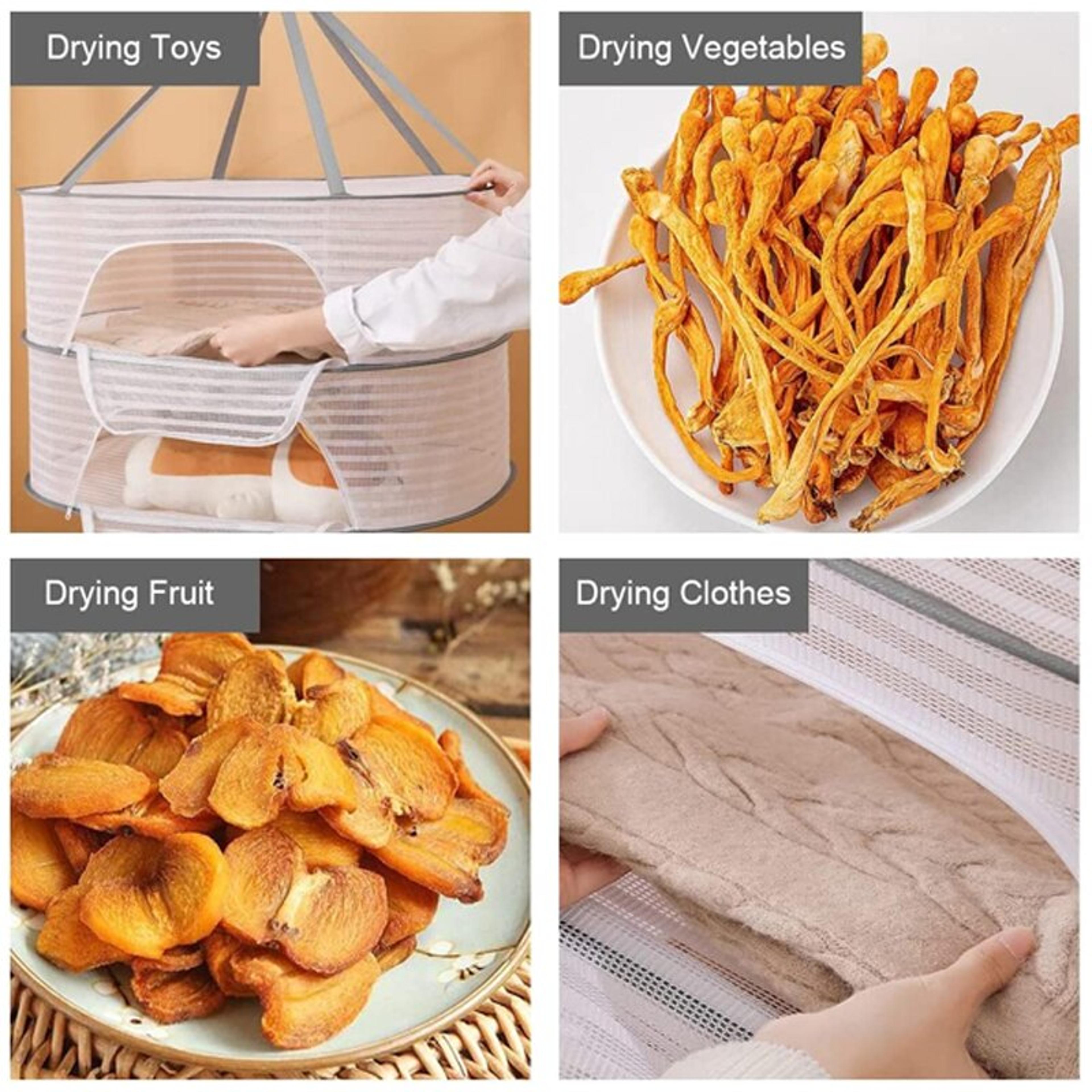 Foldable Hanging Mesh Drying Rack For Herbs Clothes And Fruits With 1 2 Or 3 Tiers 1