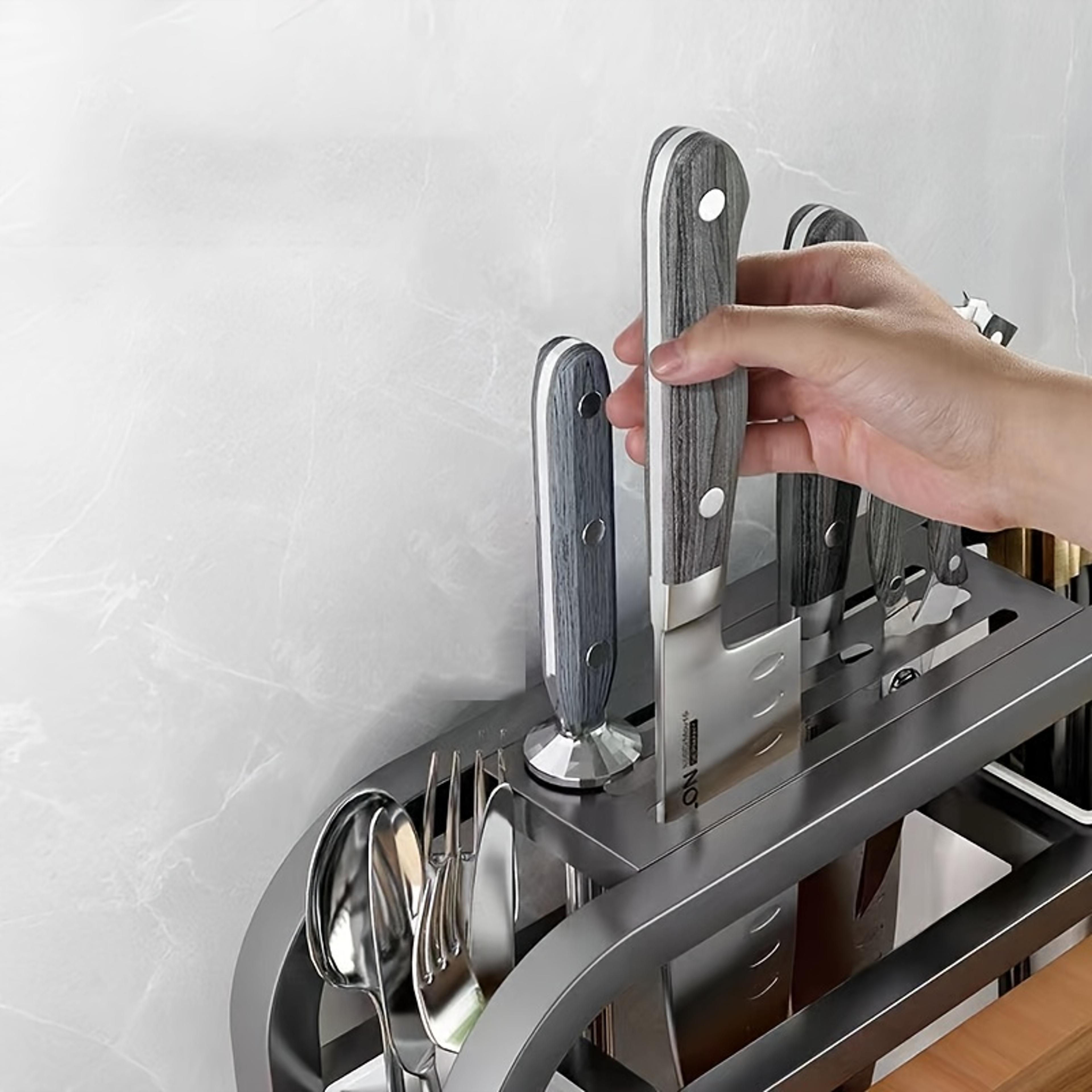 Stainless Steel Knife Holder And Cutting Board Storage Rack For Kitchen Countertop Organization 5