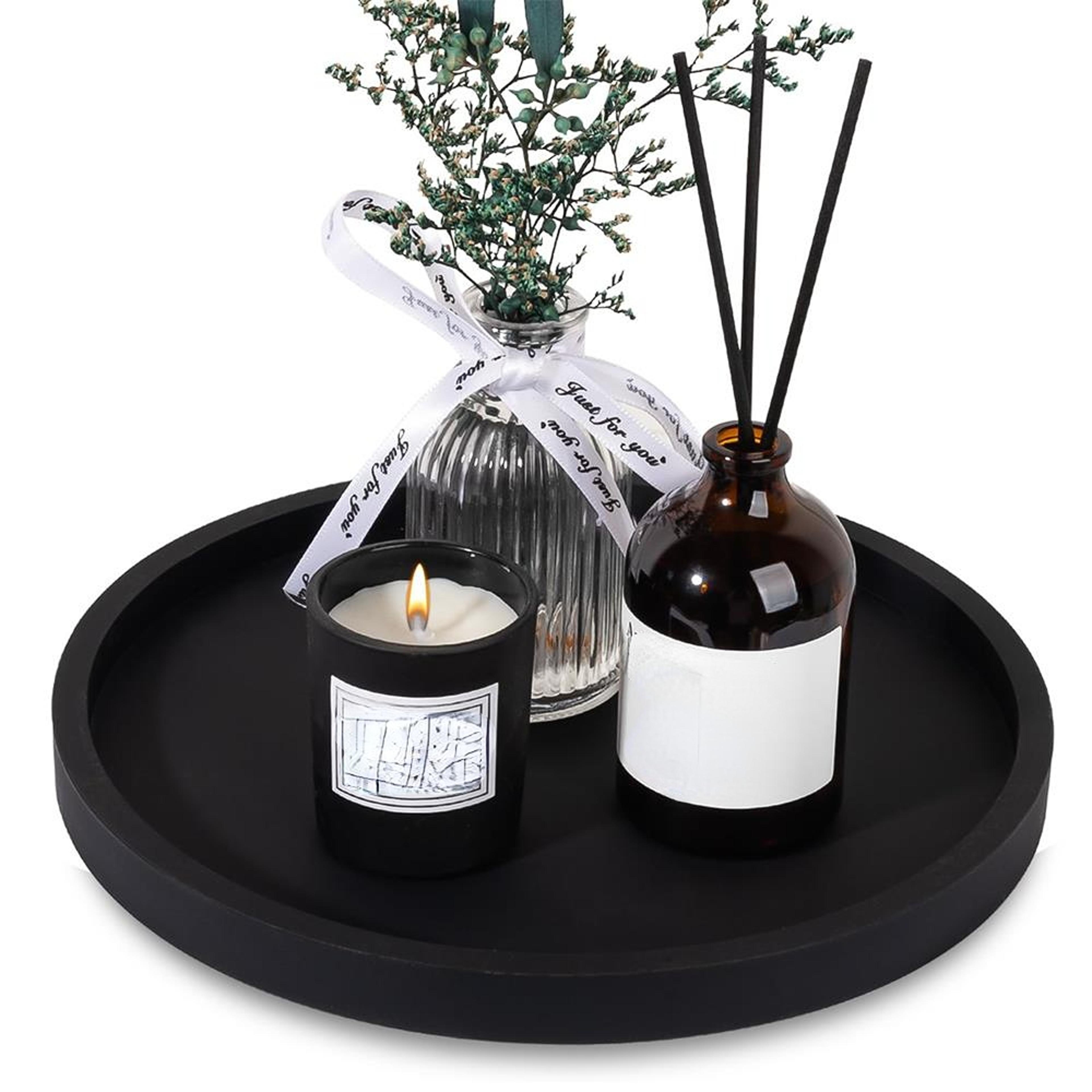 Round Decorative Vanity Tray Plastic Bathroom Countertop Organizer For Candles And Perfumes 4