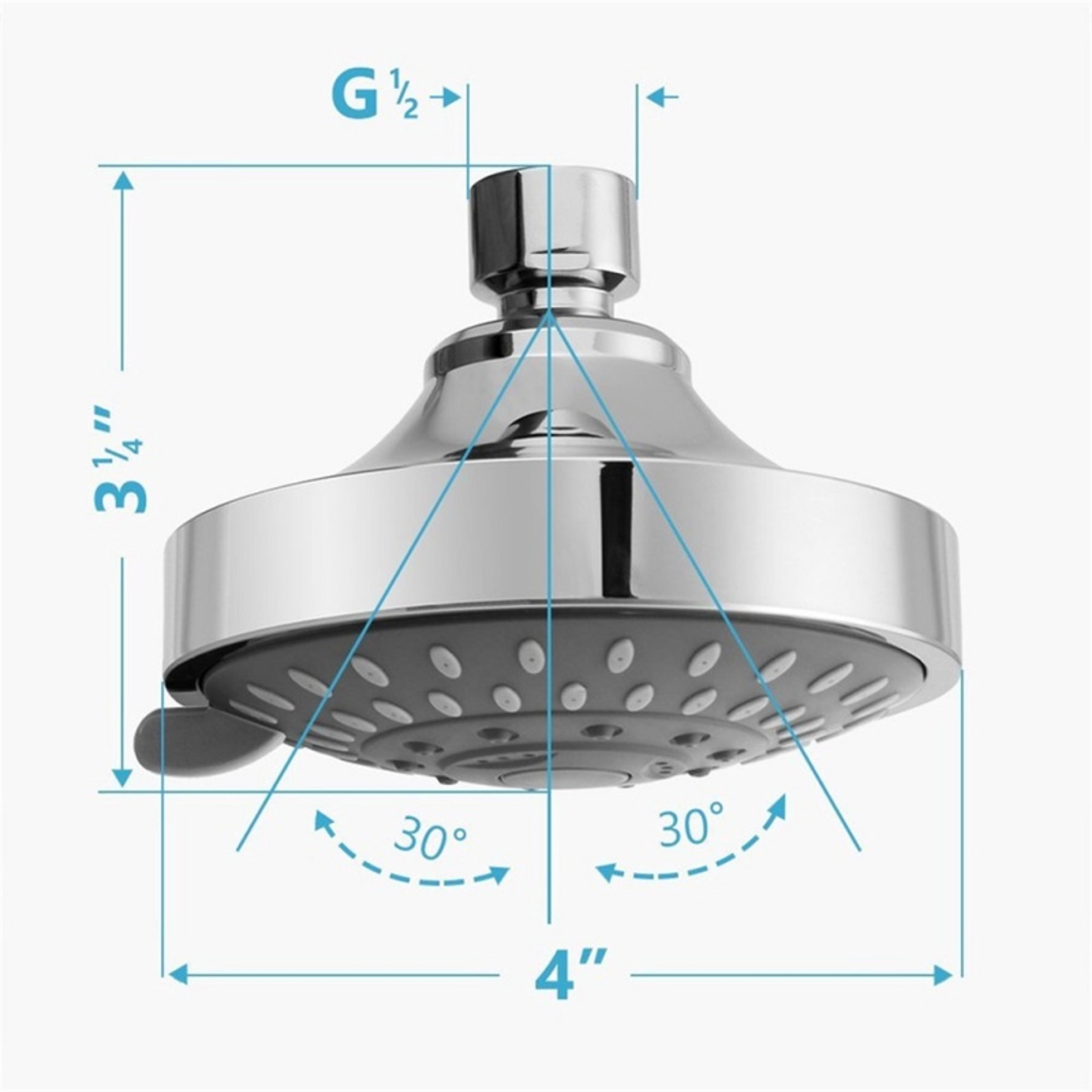 4 Inch High Pressure Shower Head With 5 Spray Modes Chrome Finish Wall Mounted 3