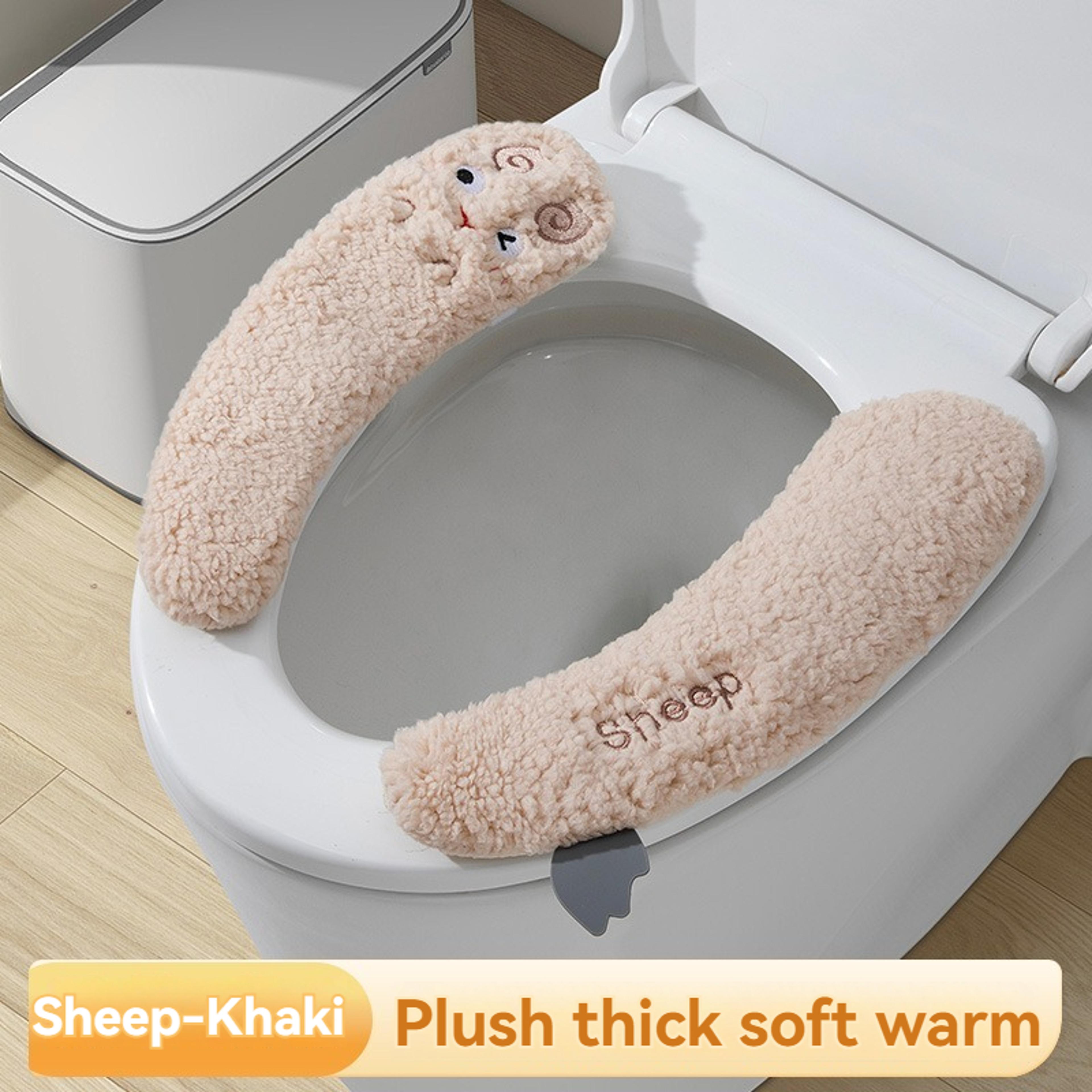 Winter Plush Toilet Seat Cushion With Velcro Fastening And Soft Warm Cover 7