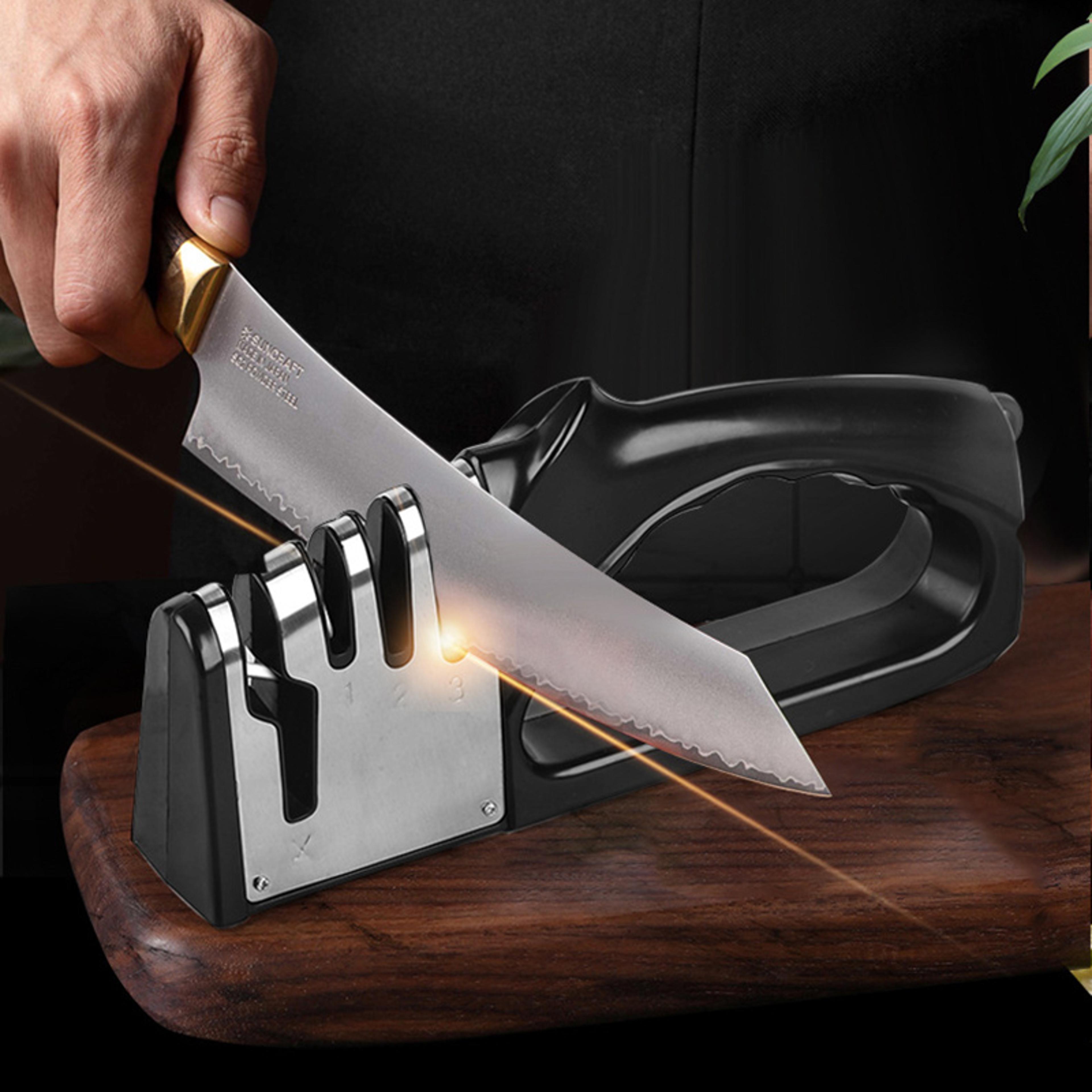 Multifunctional Kitchen Knife Sharpener With 4 Sharpening Segments And NonSlip Base 1