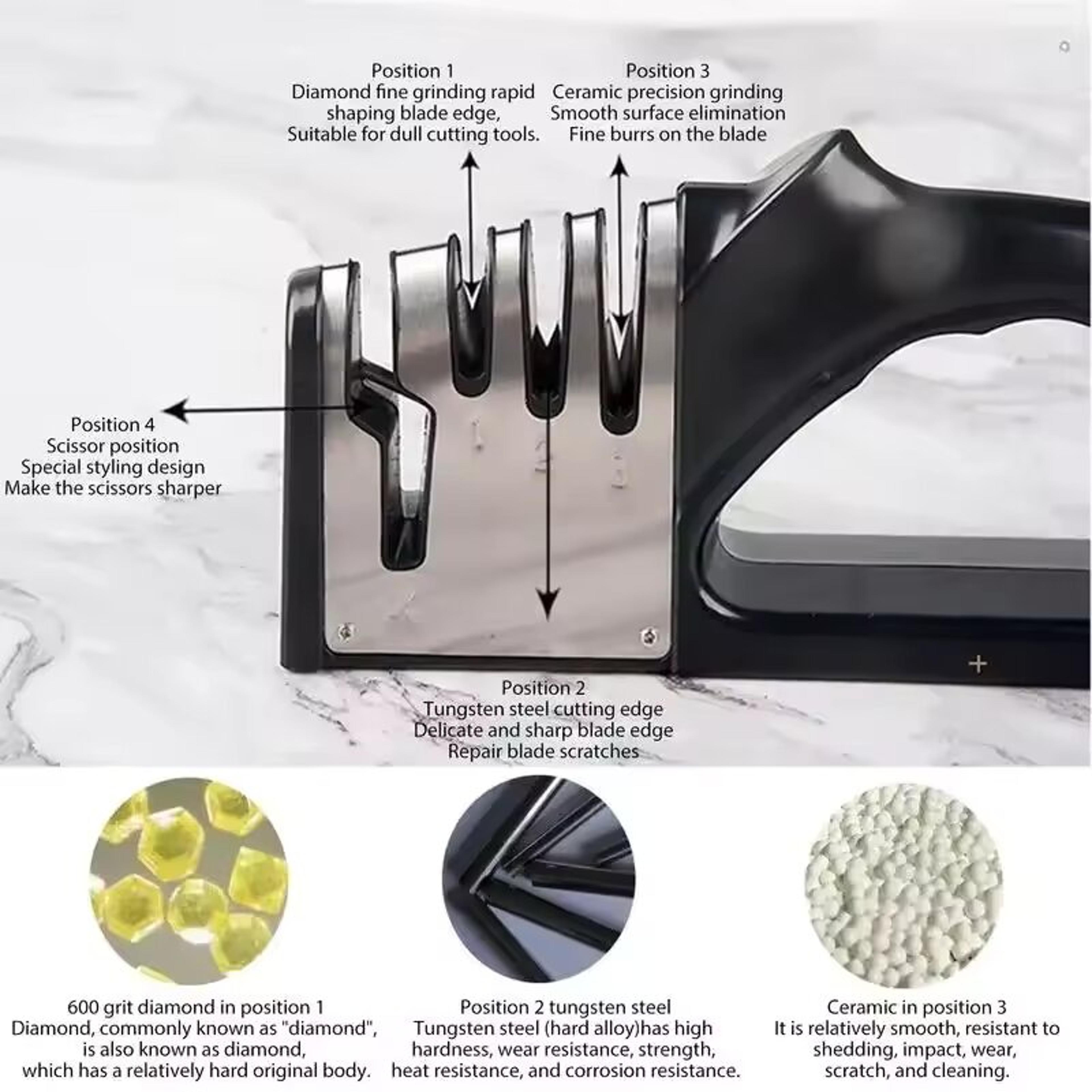 Multifunctional Kitchen Knife Sharpener With 4 Sharpening Segments And NonSlip Base 4