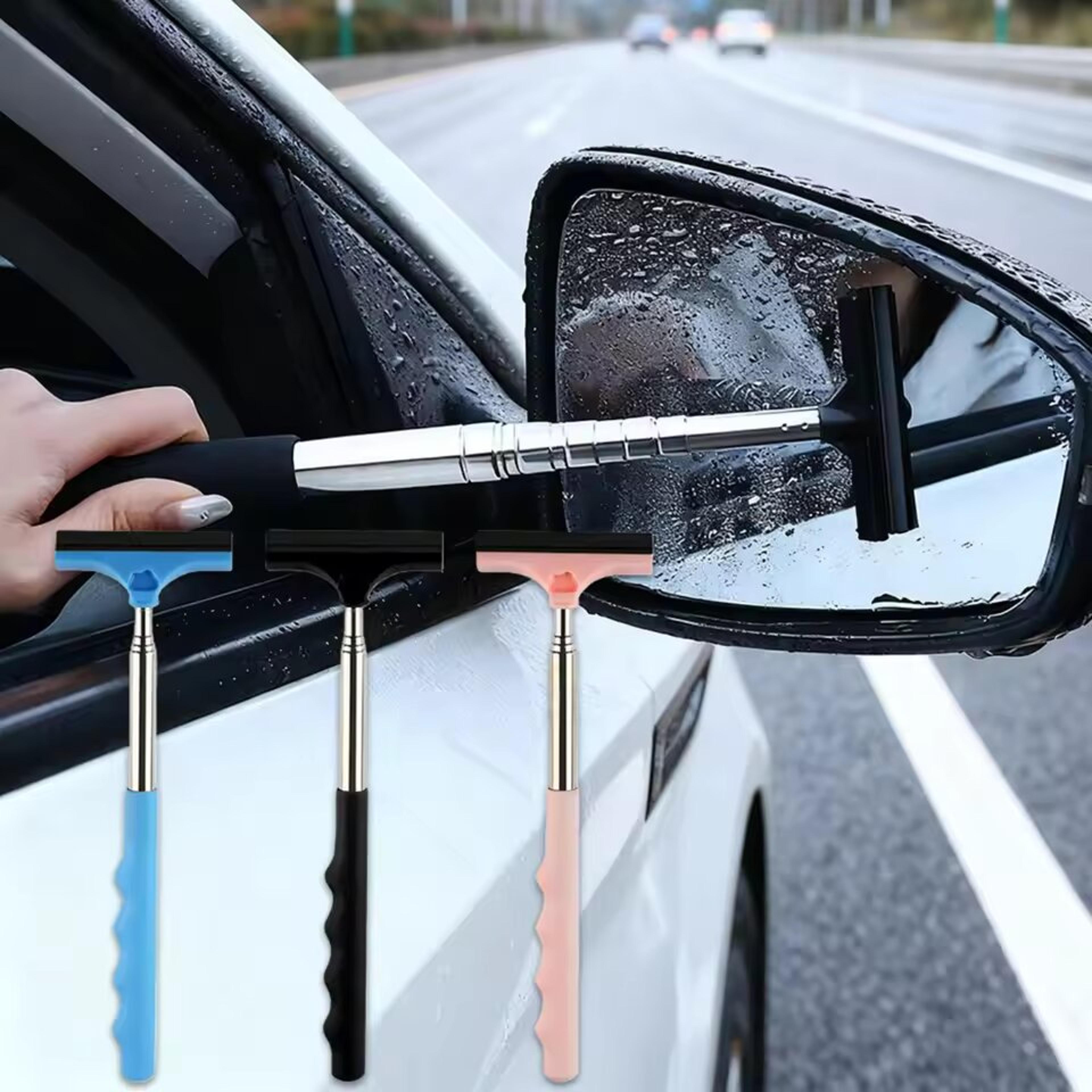 portable retractable car rearview mirror wiper with stainless steel design