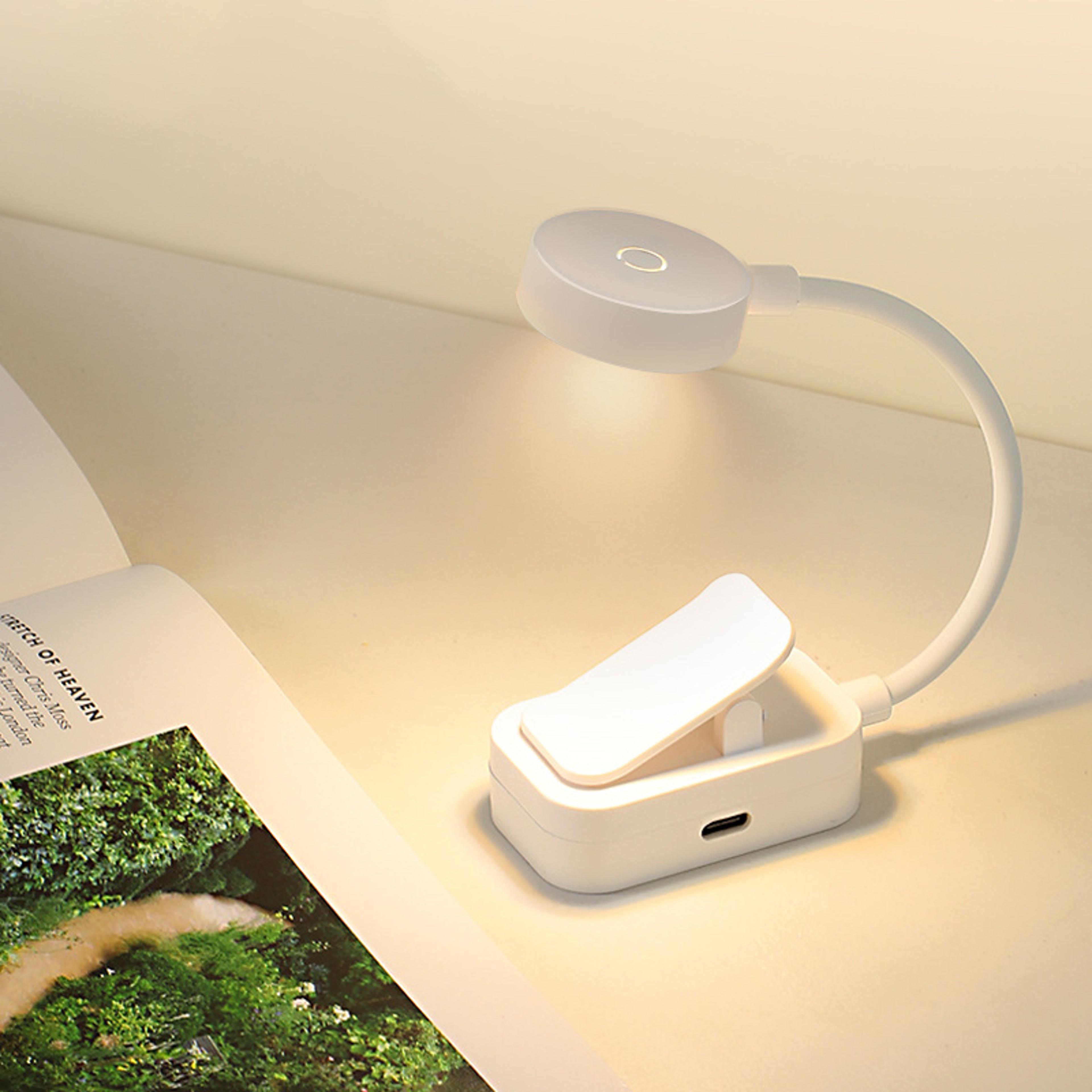 rechargeable led book light with clip-on design and 3 lighting modes