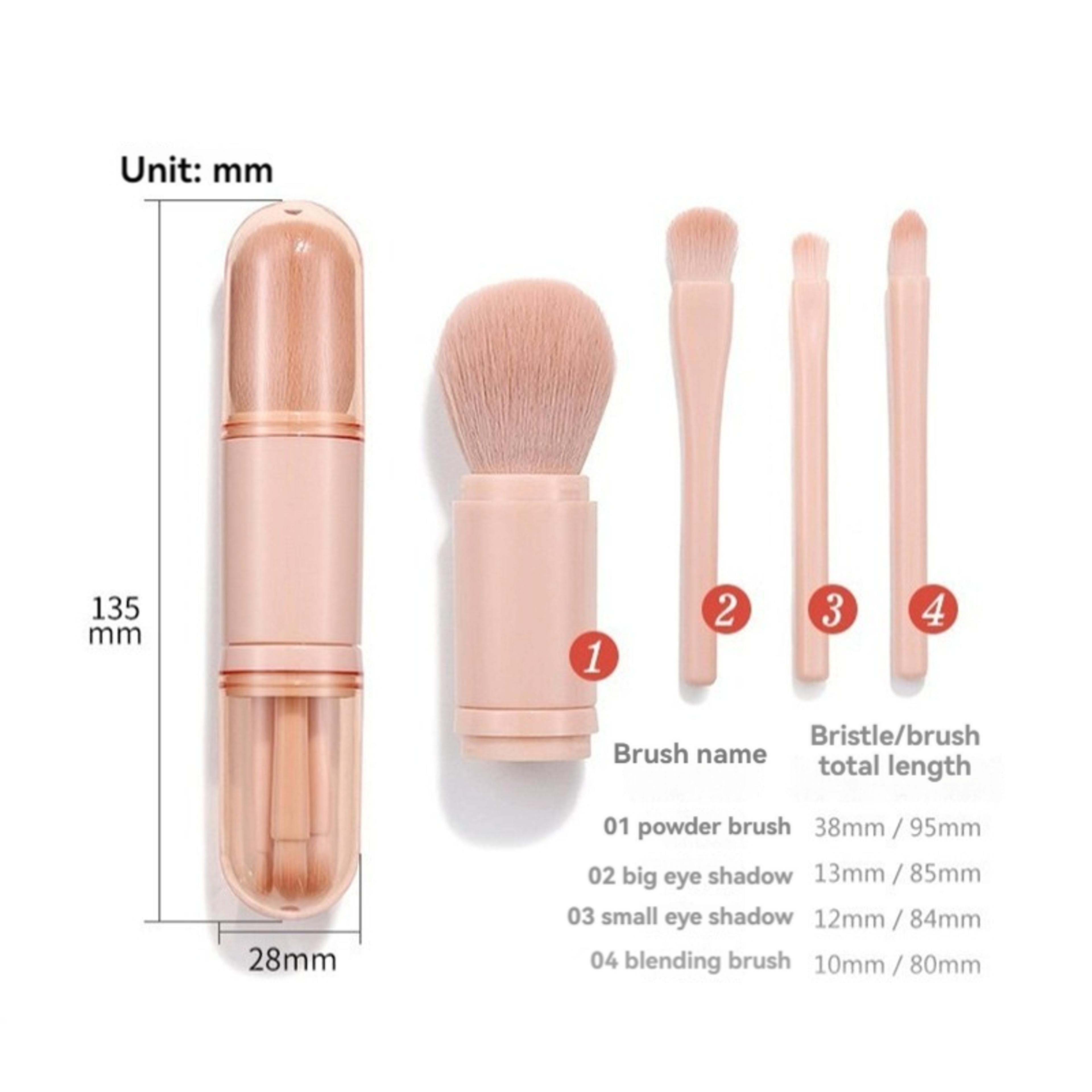 4in1 Travel Makeup Brush Set With Telescopic Design And Protective Cover 2