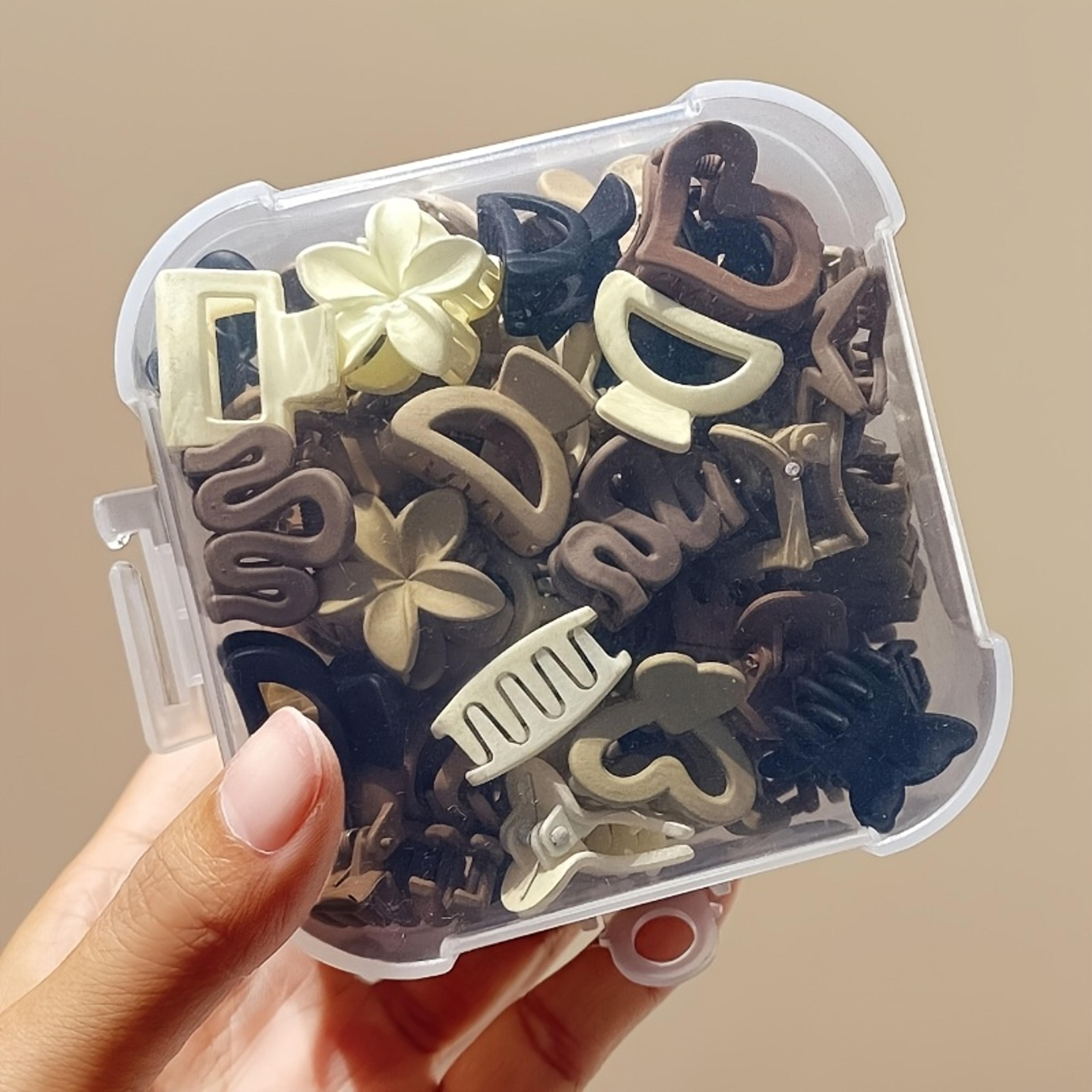 Girls Mini Hair Claw Clips  Beige Geometric Rectangle Hair Accessories Multipack 1
