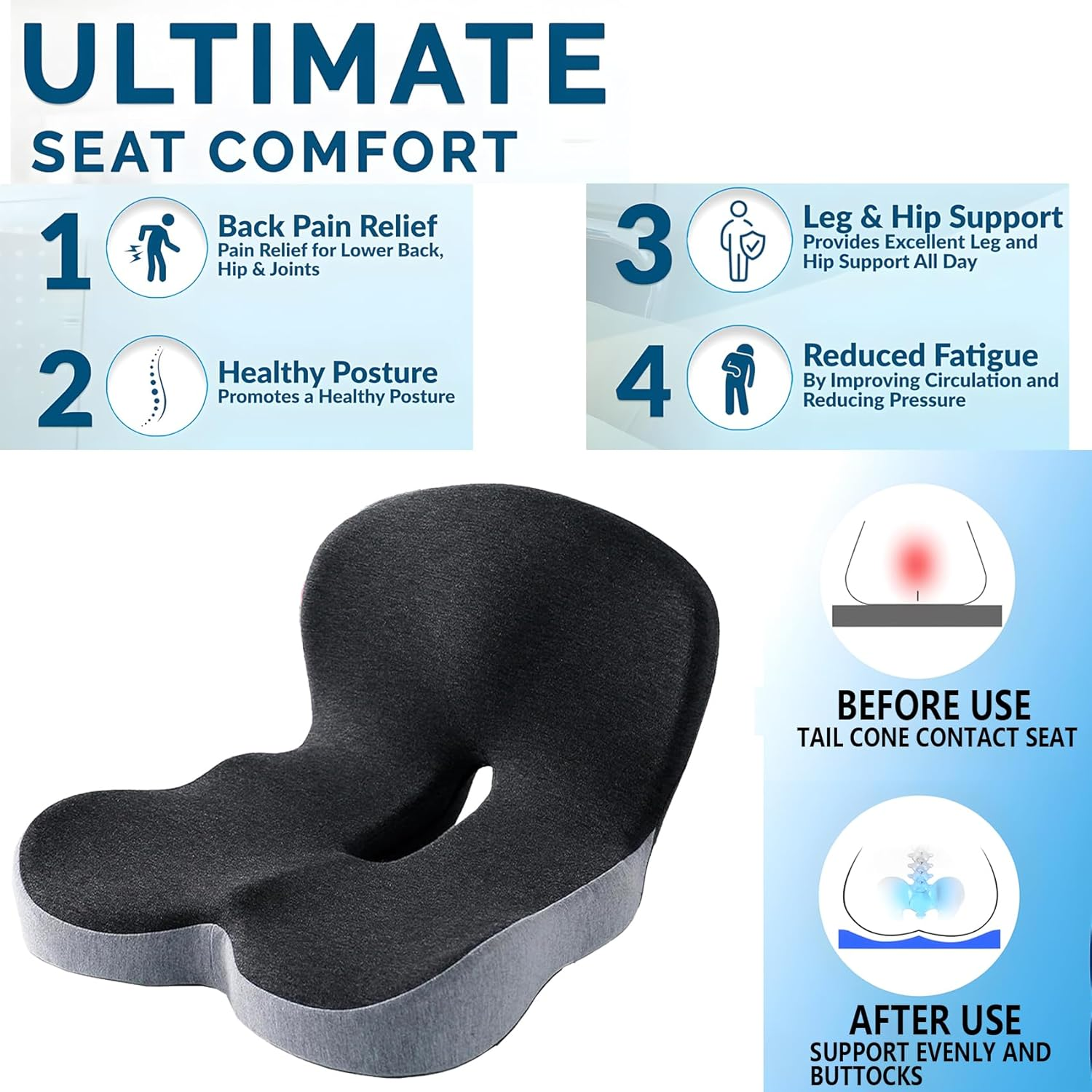 Memory Foam Lumbar Support Pillow  Car Seat And Office Chair Back Cushion 3