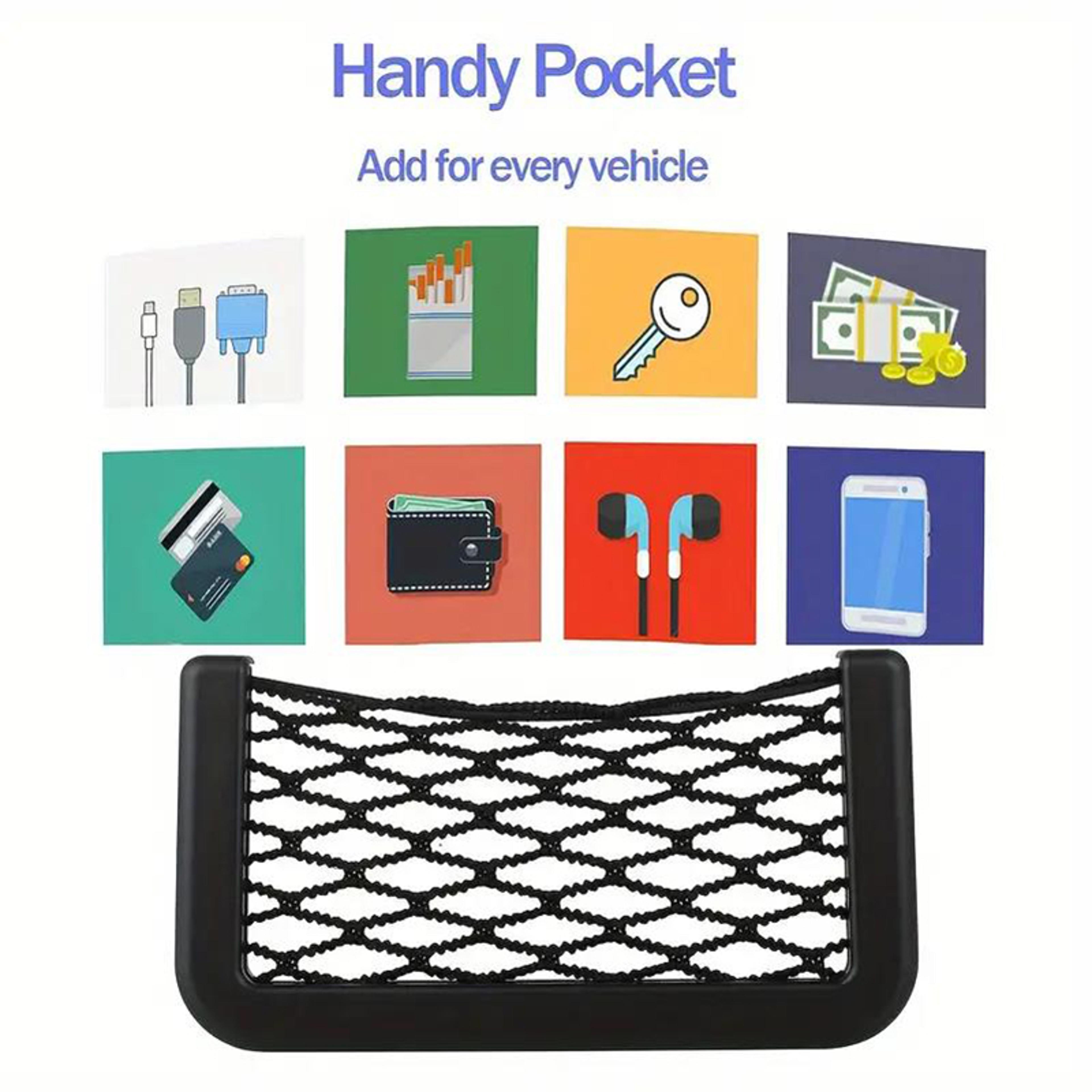 Car Storage Net Pocket  Adhesive Mesh Organizer For Doors And Seats 3