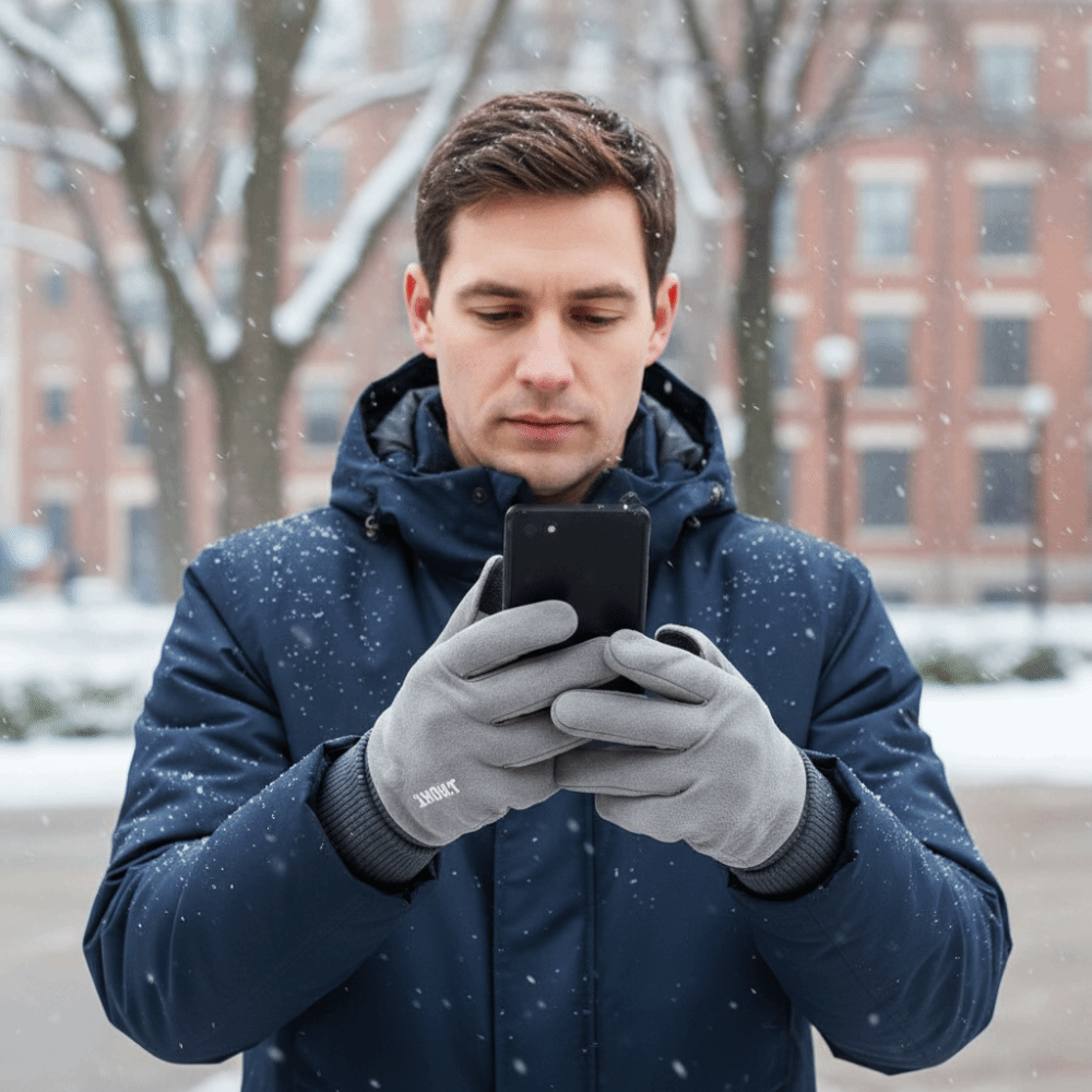 Touchscreen Winter Gloves For Men  Warm Cotton FlipTop Gloves With AntiSlip Design 3