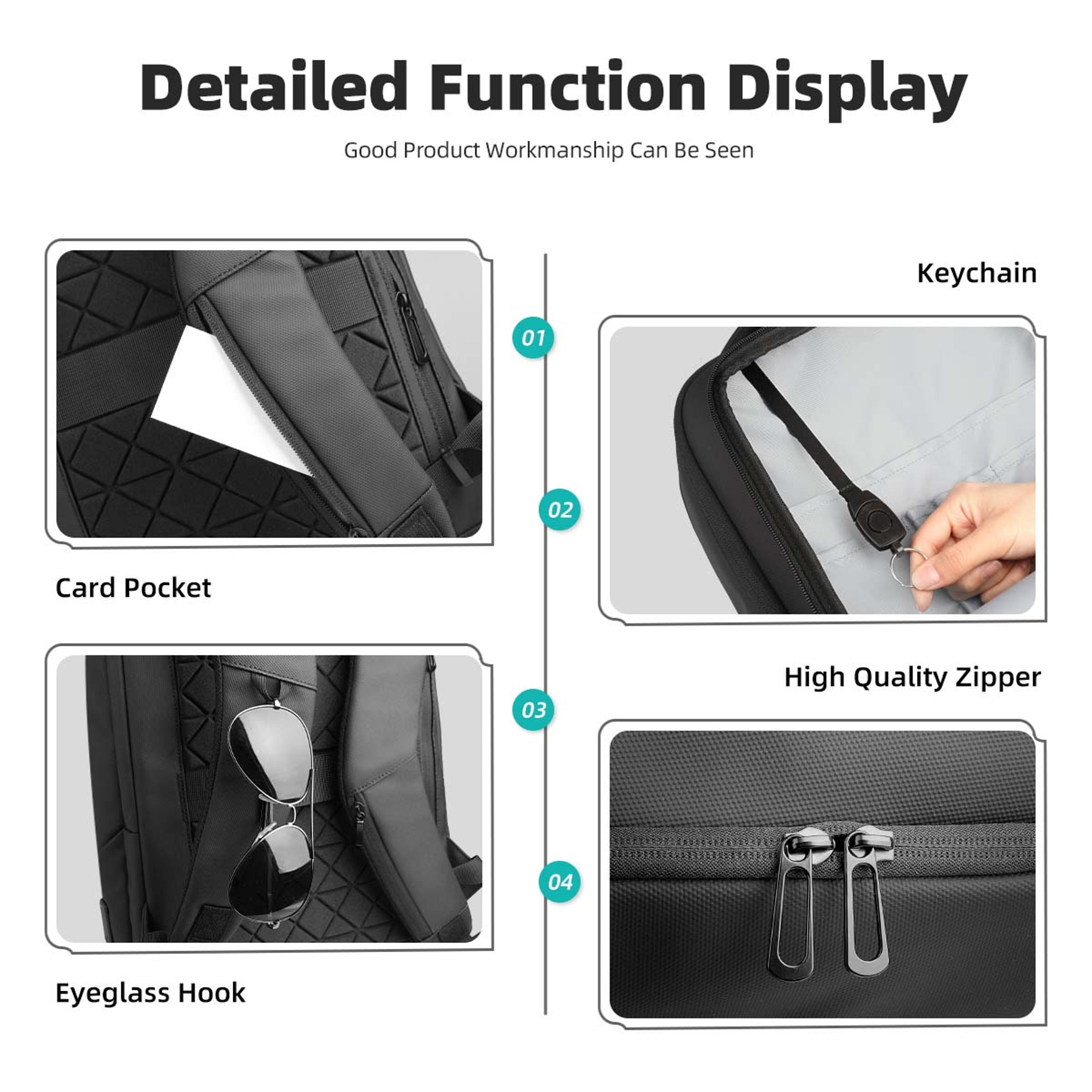 17Inch Laptop Backpack With USB Charging Port  Waterproof Oxford Travel And School Bag 5