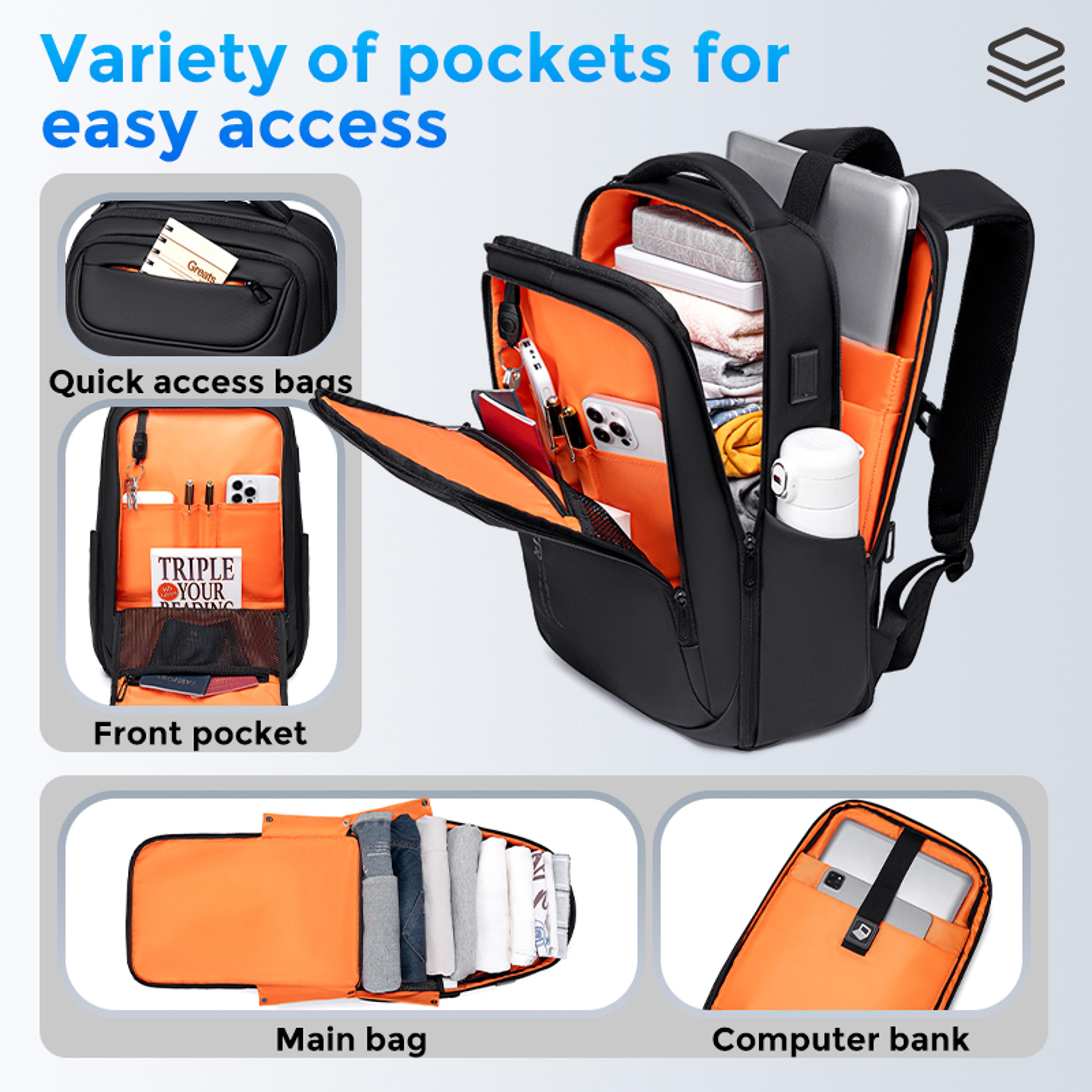 Mens Business Backpack With USB Charging Port  Large Capacity Oxford Laptop Bag 4
