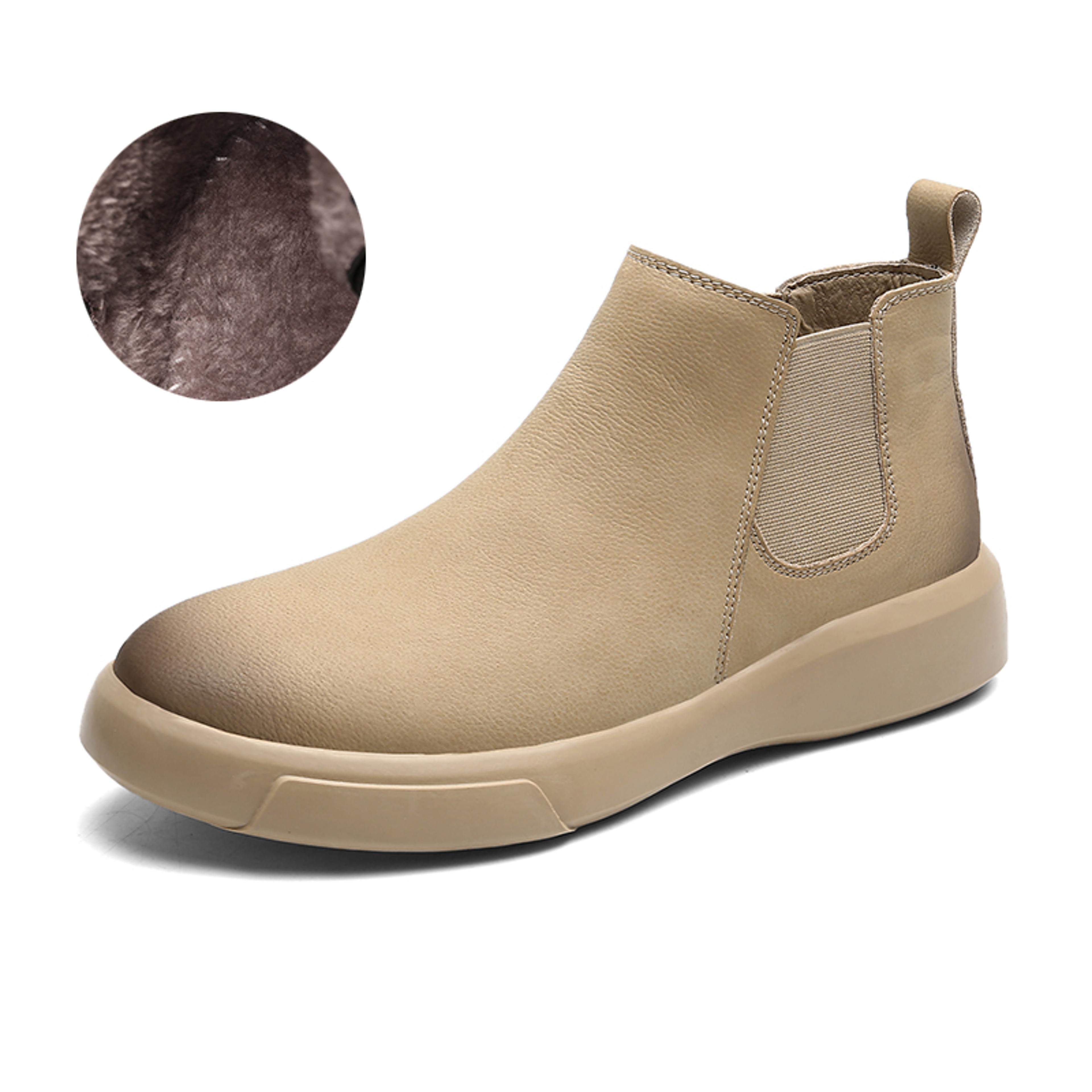 Mens Genuine Leather Chelsea Boots  Waterproof FurLined Winter Ankle Boots 11