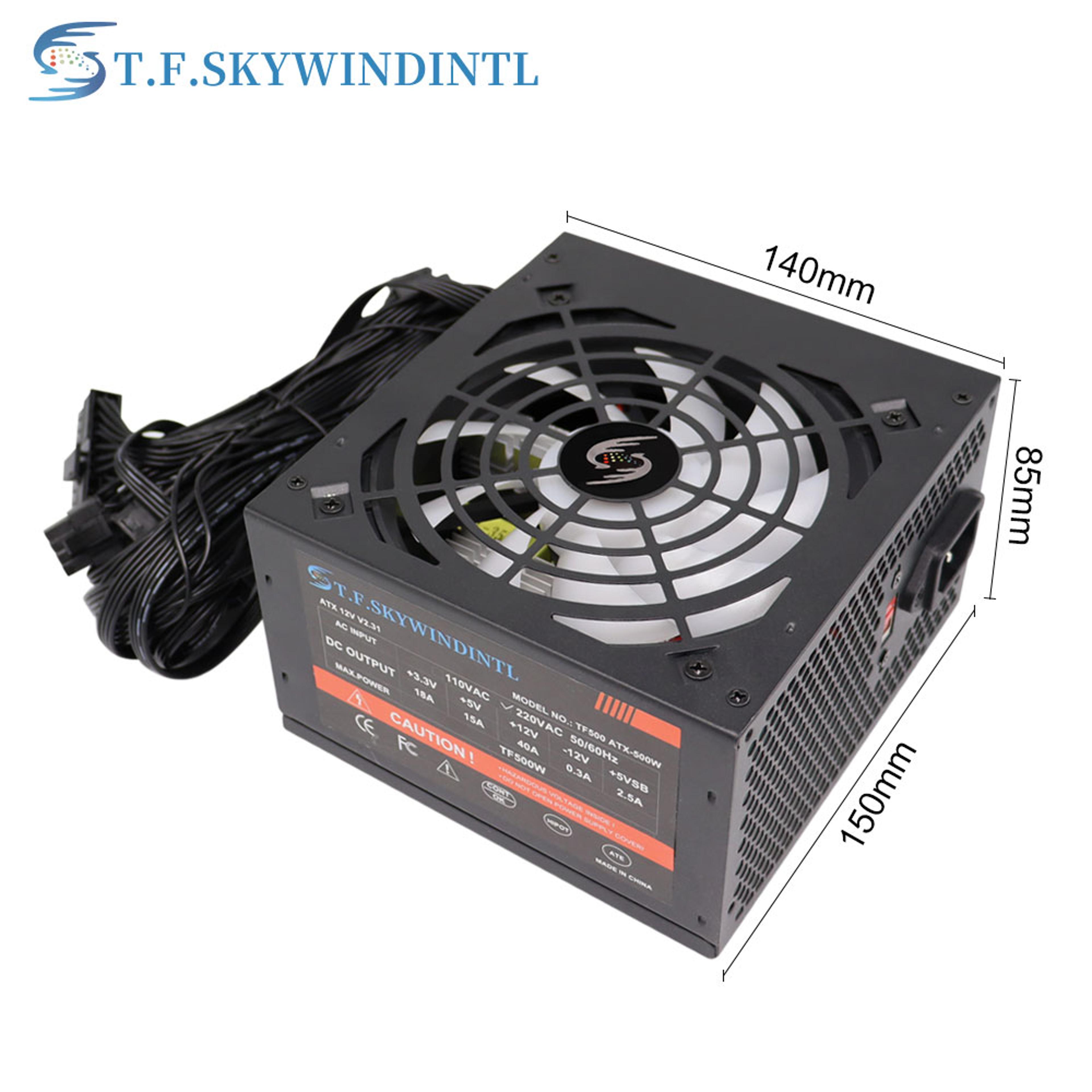 500W ATX Power Supply For Desktop PC With 204 Pin Connector And Cooling Fan 3