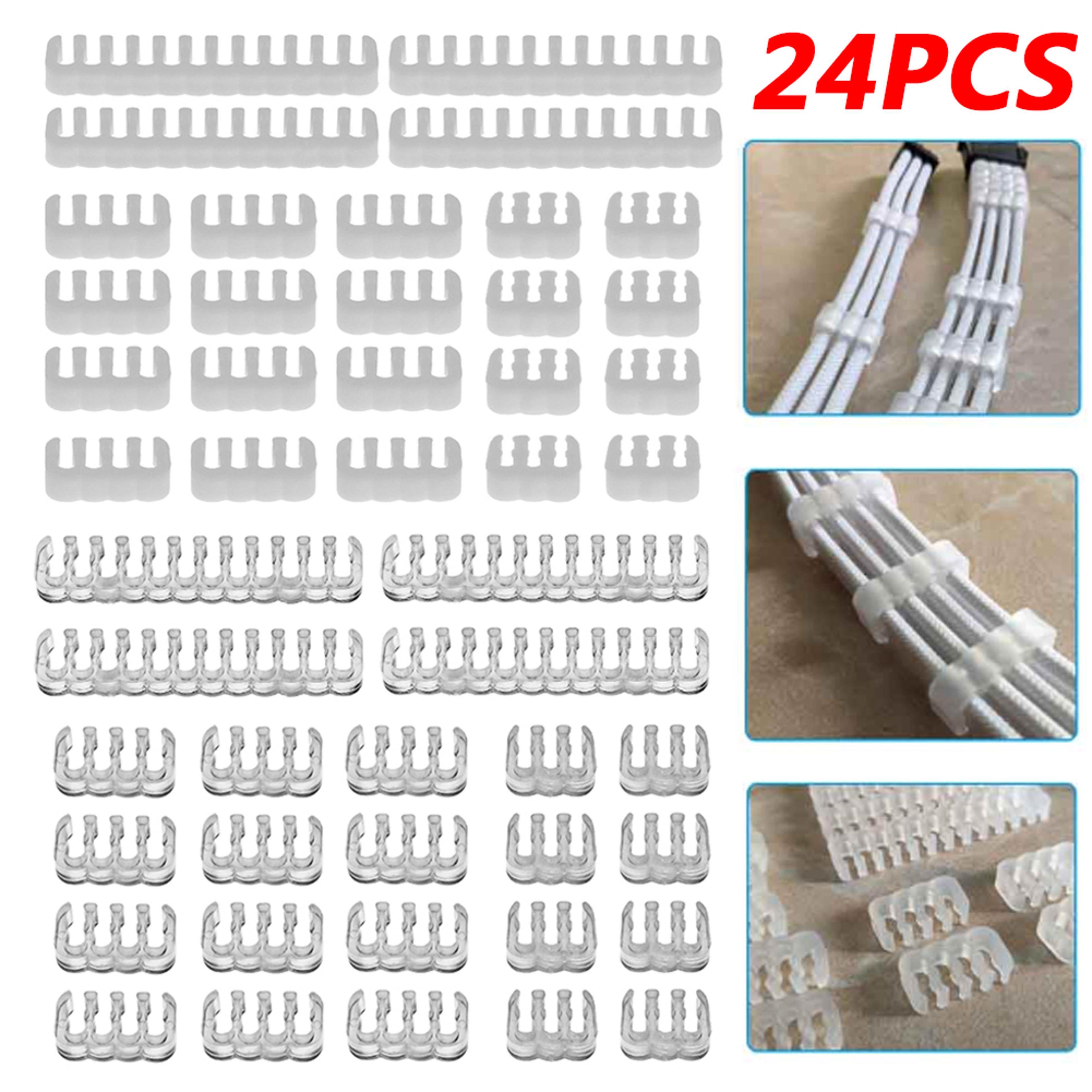 24Piece PC Cable Comb Clips Set  Sleeved Cable Organizer For ATX And CPU Wires 1