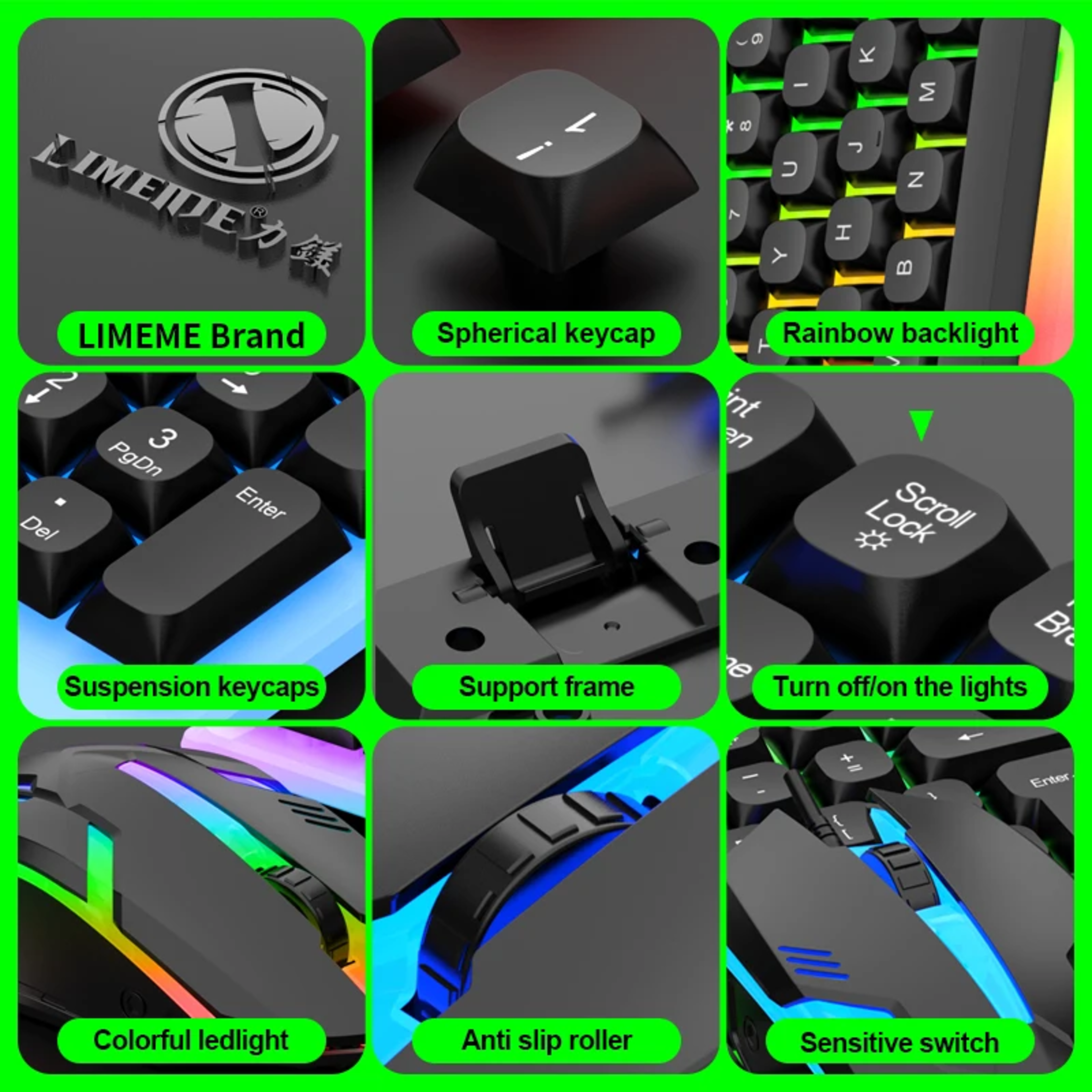 GTX350 Gaming Keyboard And Mouse Combo  Wired USB LED Backlit 104Key Set 4