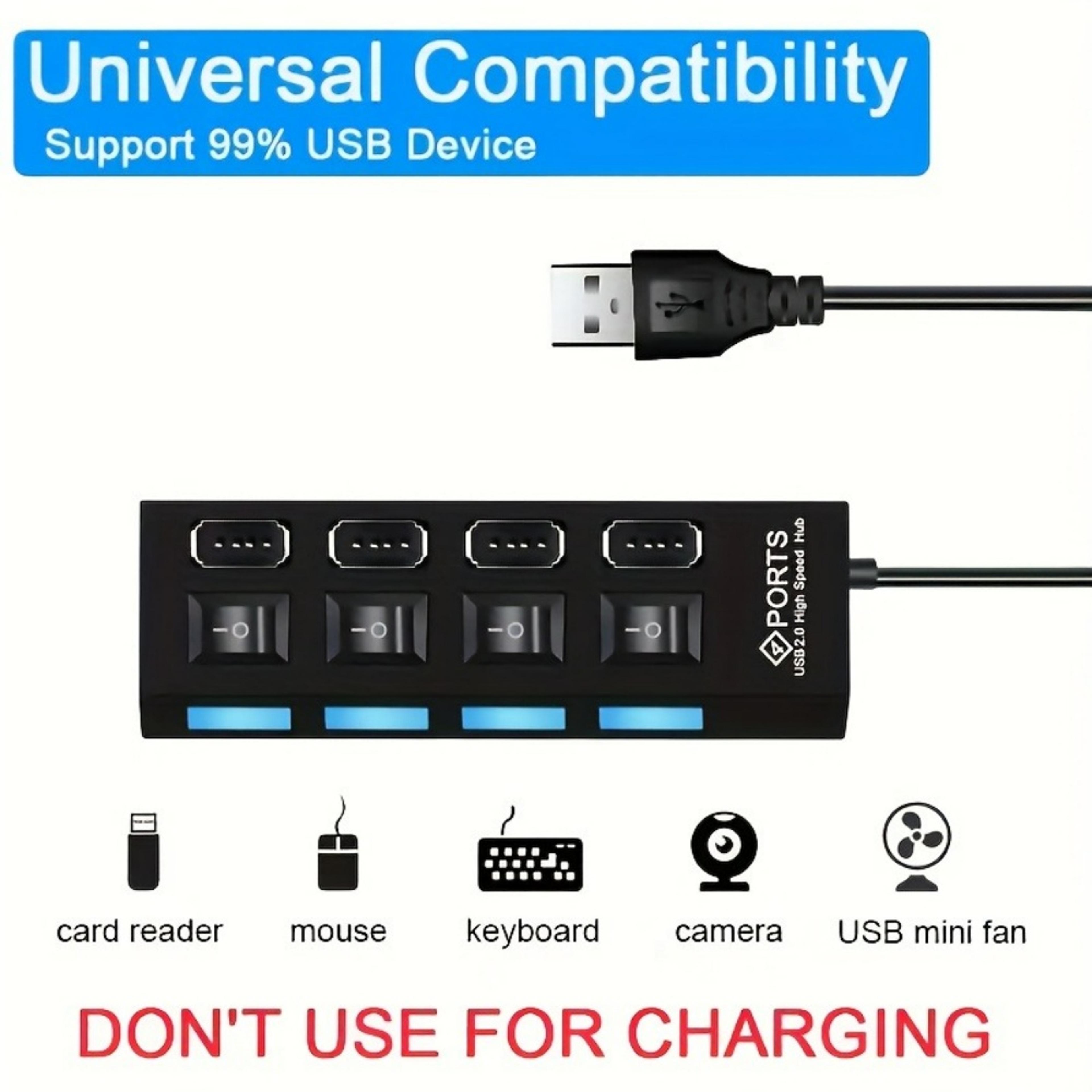 USB 20 Hub With ONOFF Switch  47 Port USB Splitter For Laptops And Desktops 5