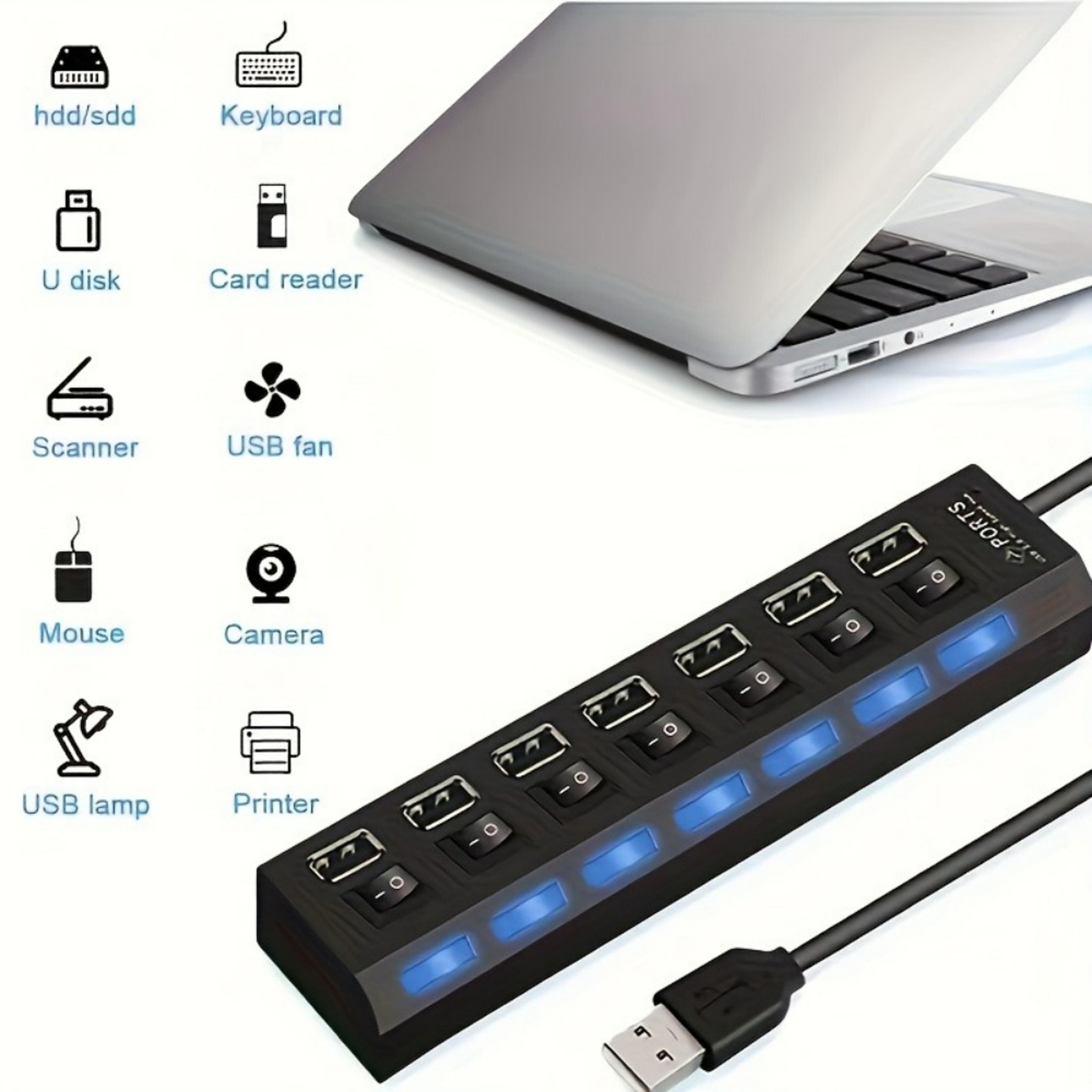 USB 20 Hub With ONOFF Switch  47 Port USB Splitter For Laptops And Desktops 6