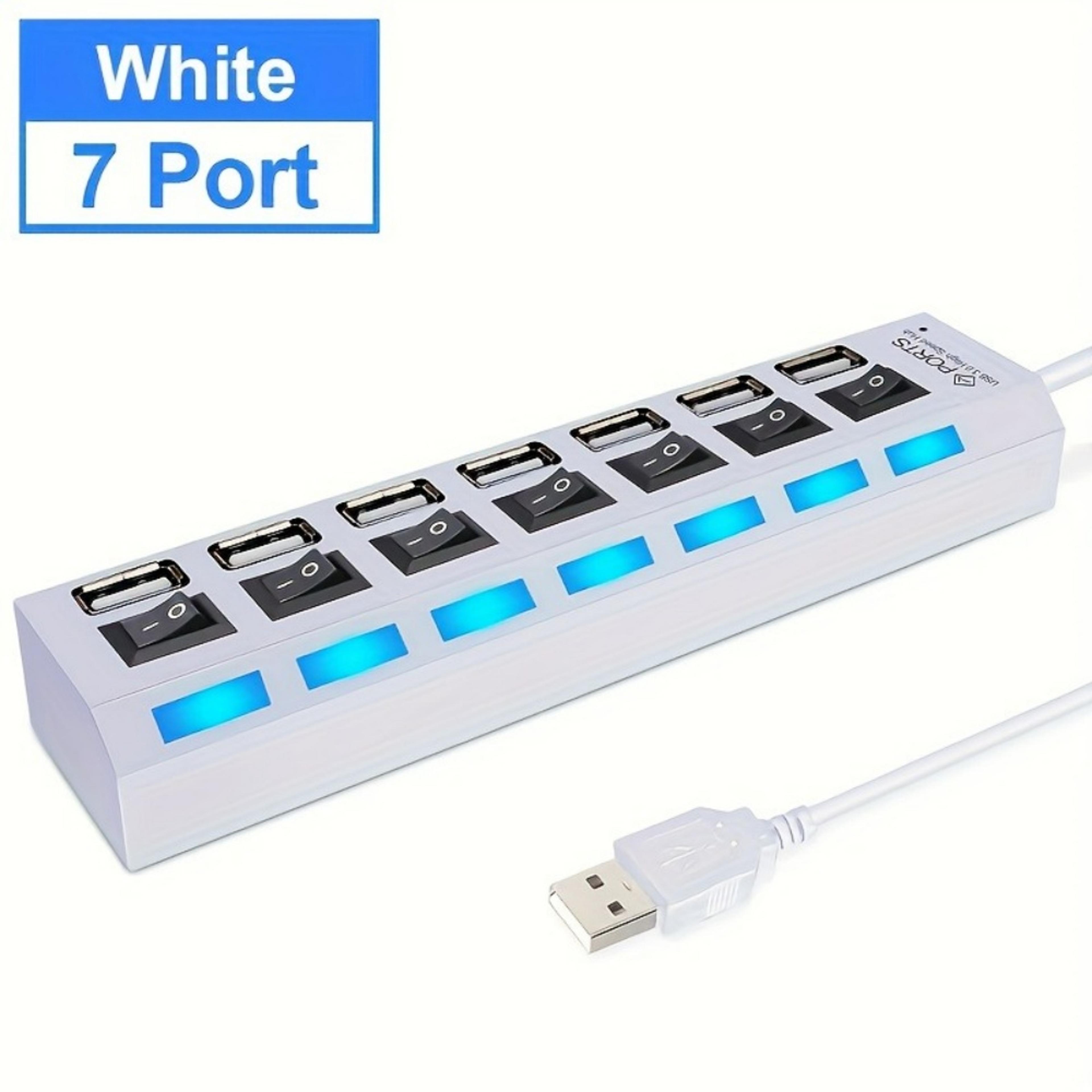 USB 20 Hub With ONOFF Switch  47 Port USB Splitter For Laptops And Desktops 8